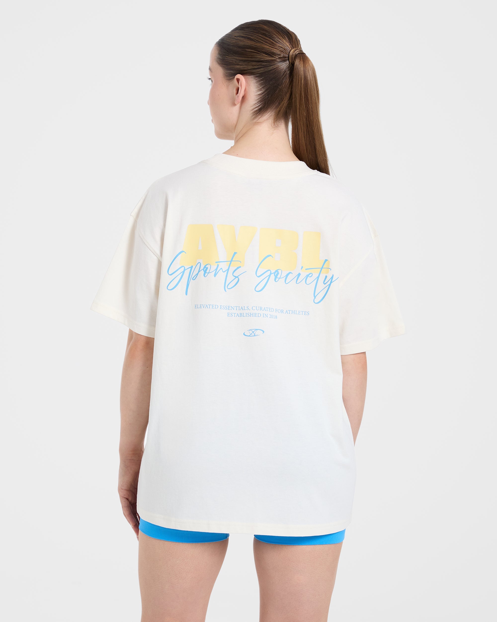 AYBL Sports Society Oversized T Shirt - Off Wit