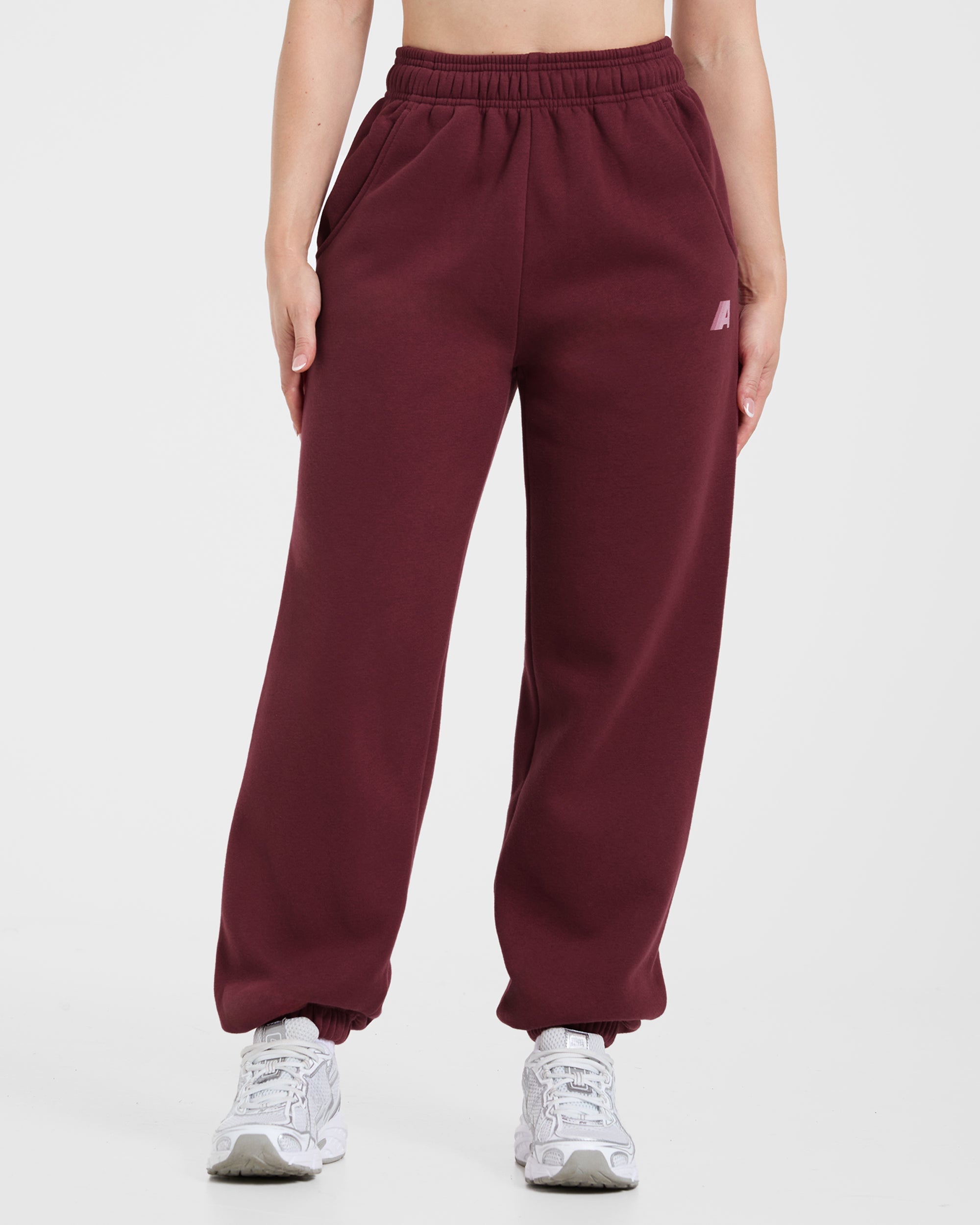 Retro Athletics Oversized Joggers - Deep Raspberry/Roze