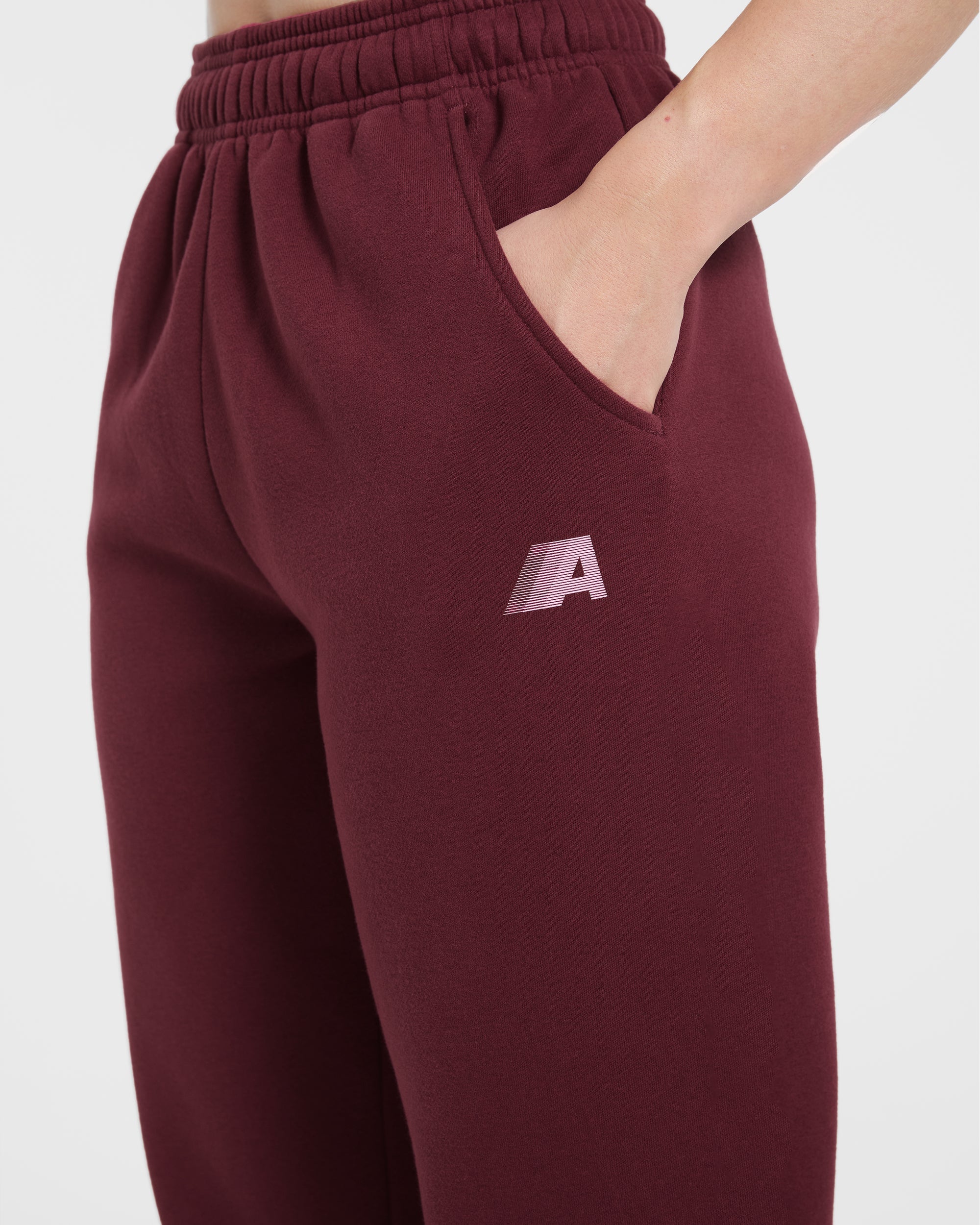 Retro Athletics Oversized Joggers - Deep Raspberry/Roze