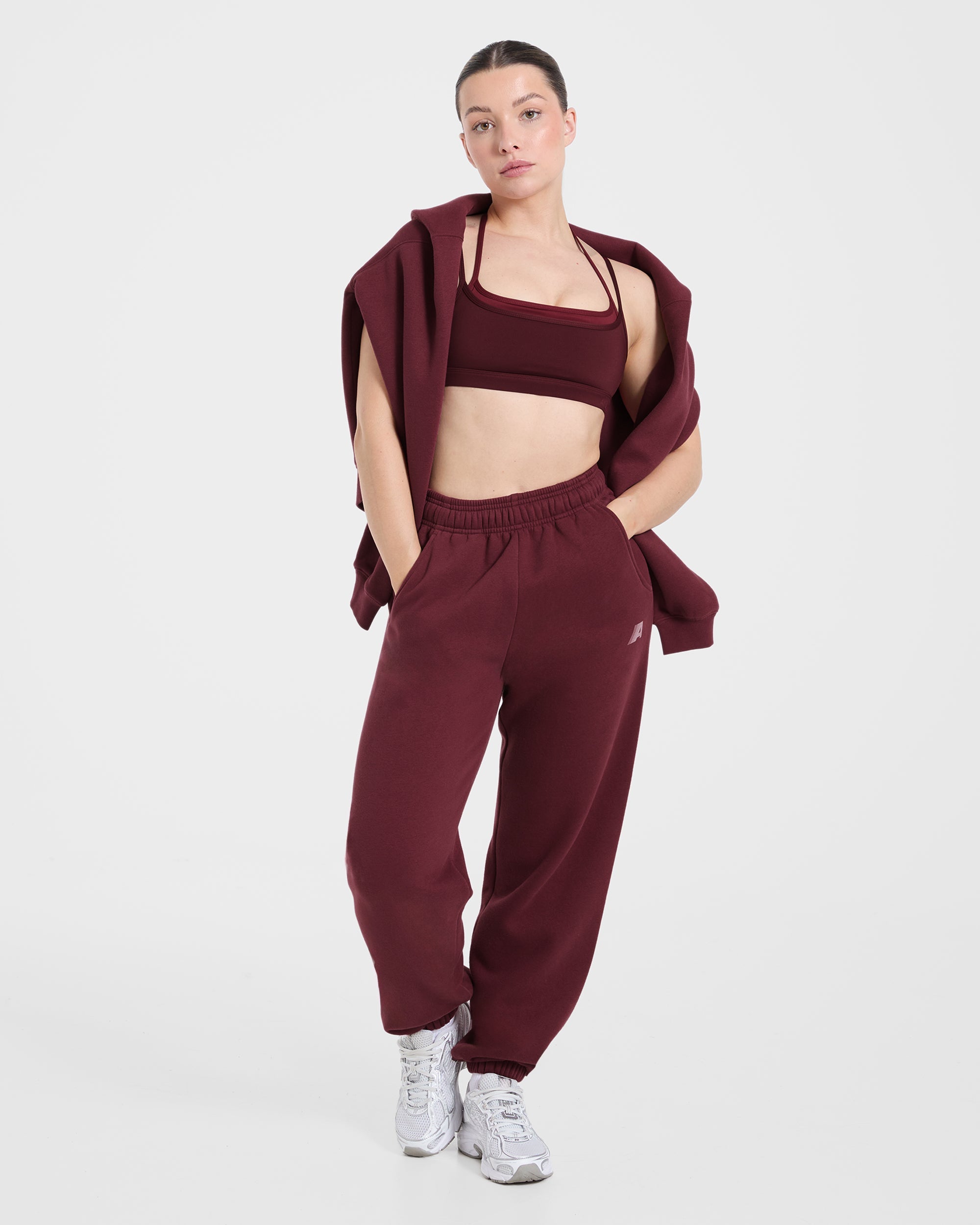 Retro Athletics Oversized Joggers - Deep Raspberry/Roze