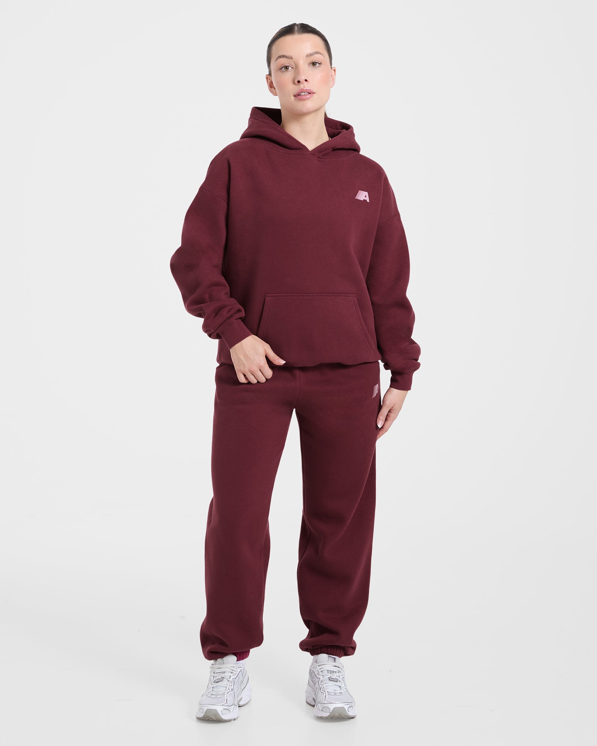 Retro Athletics Oversized Joggers - Deep Raspberry/Roze