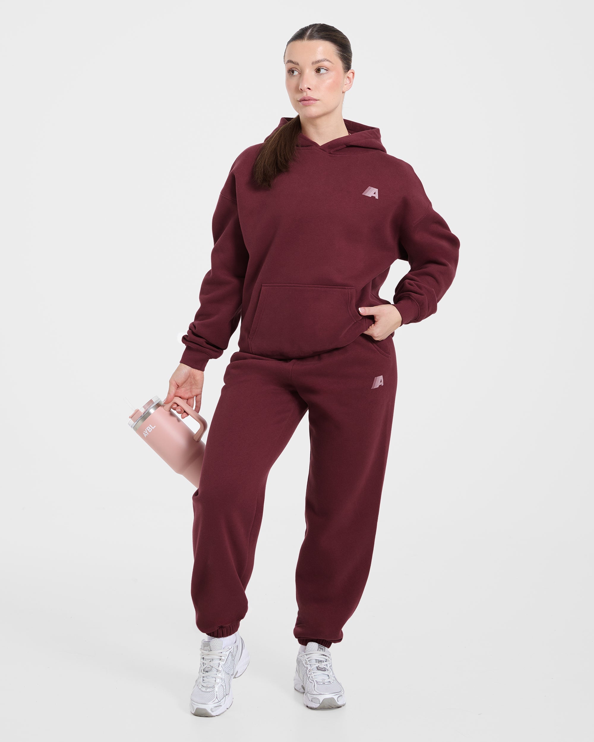 Retro Athletics Oversized Joggers - Deep Raspberry/Roze