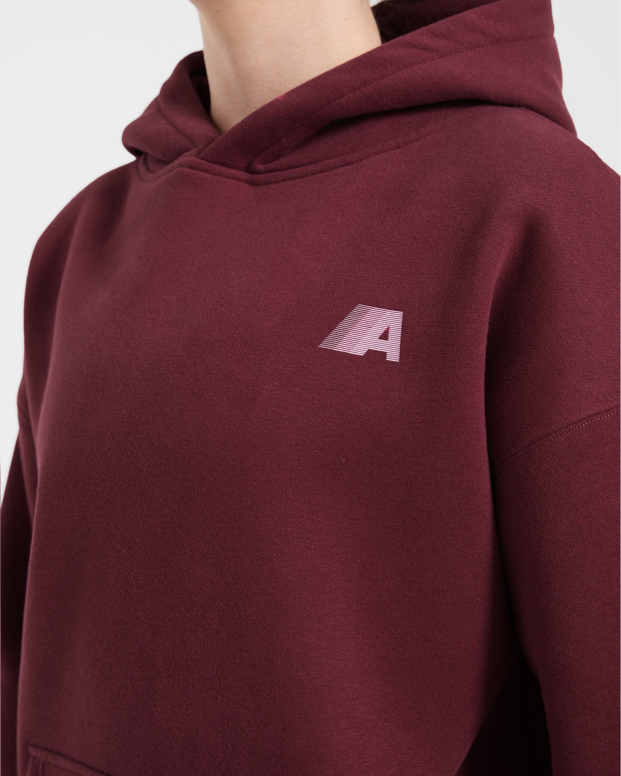 Retro Athletics Oversized Hoodie - Deep Raspberry/Roze