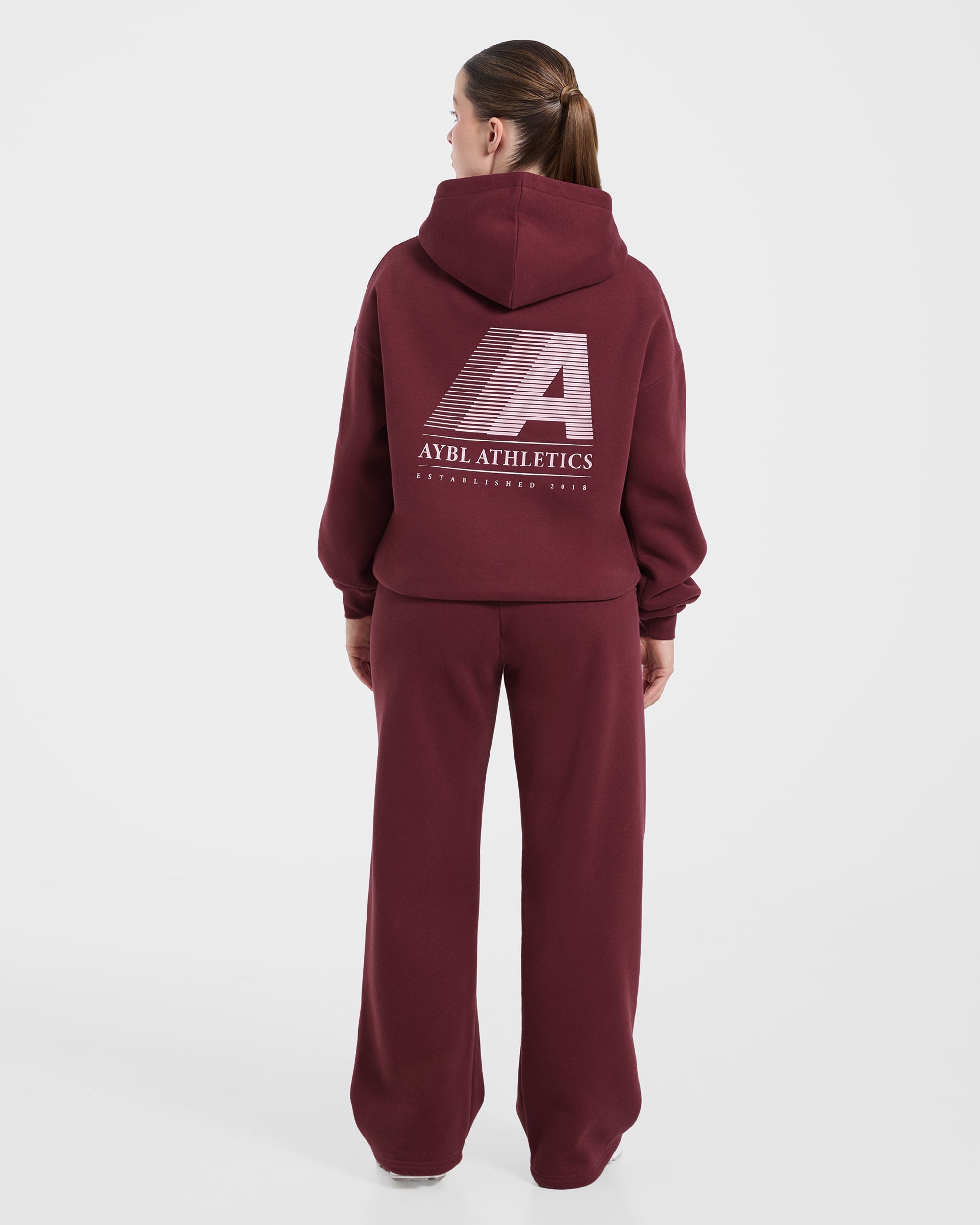 Retro Athletics Oversized Hoodie - Deep Raspberry/Roze