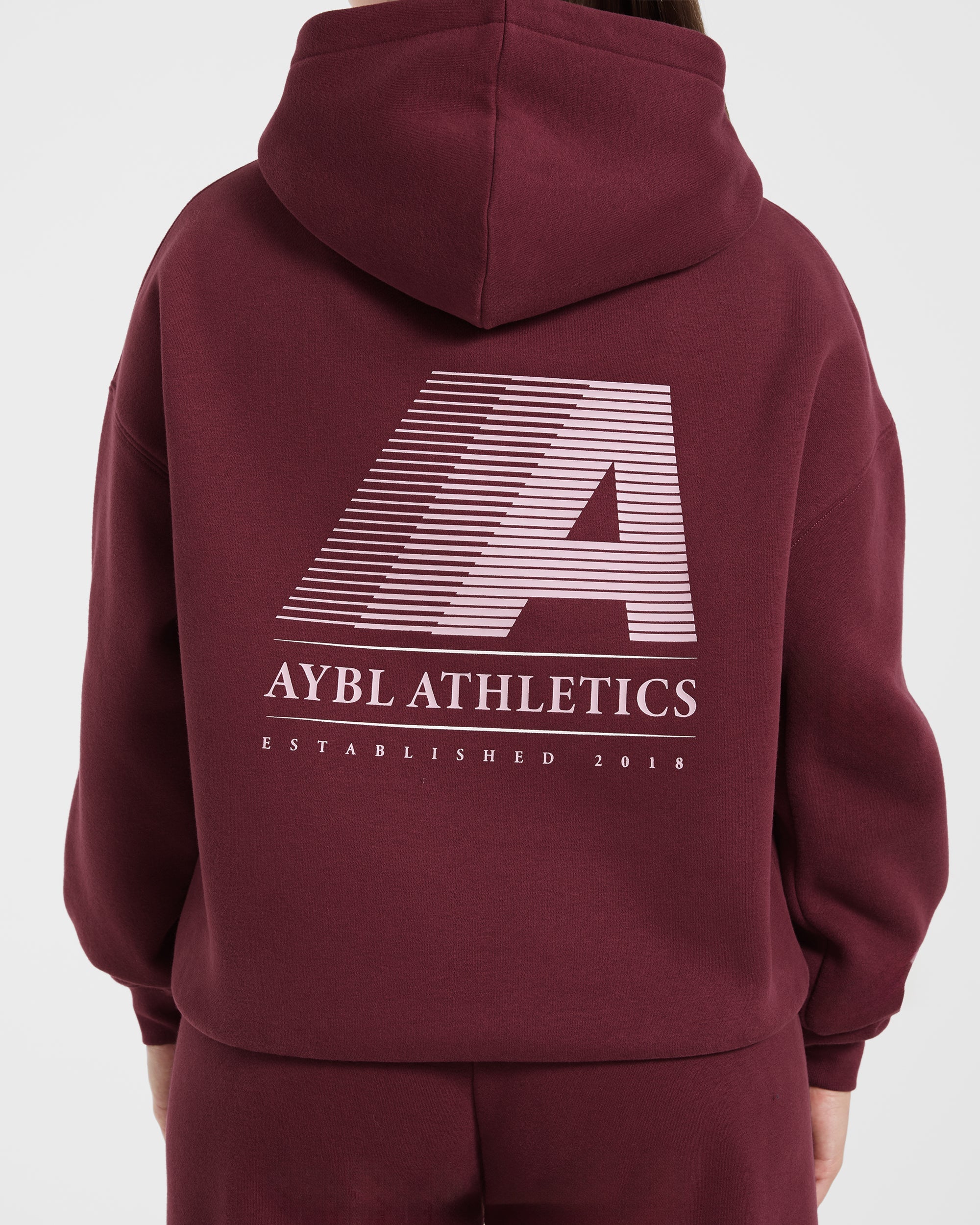 Retro Athletics Oversized Hoodie - Deep Raspberry/Roze