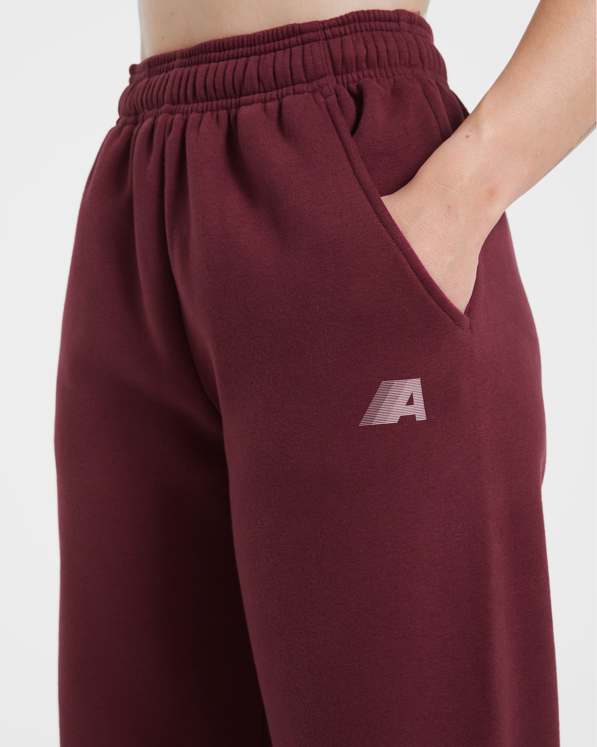 Retro Athletics Oversized Straight Leg Joggers - Deep Raspberry/Roze