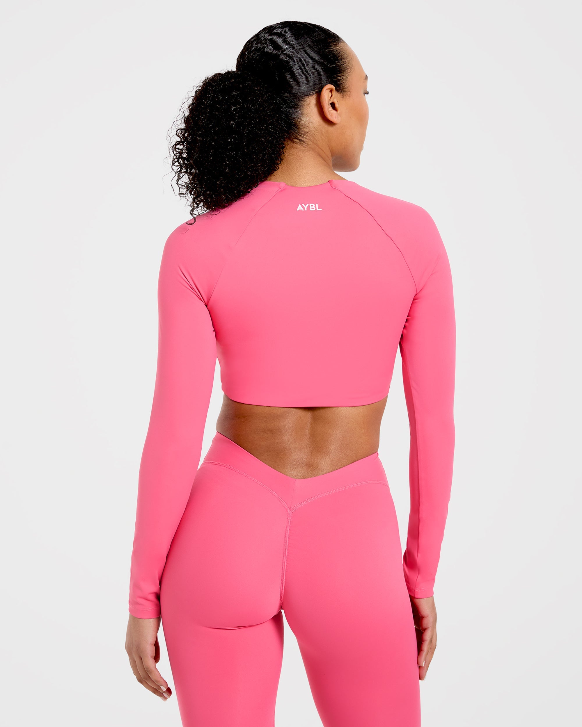 Physique Long Sleeve Crop Top - Roseberry Pink