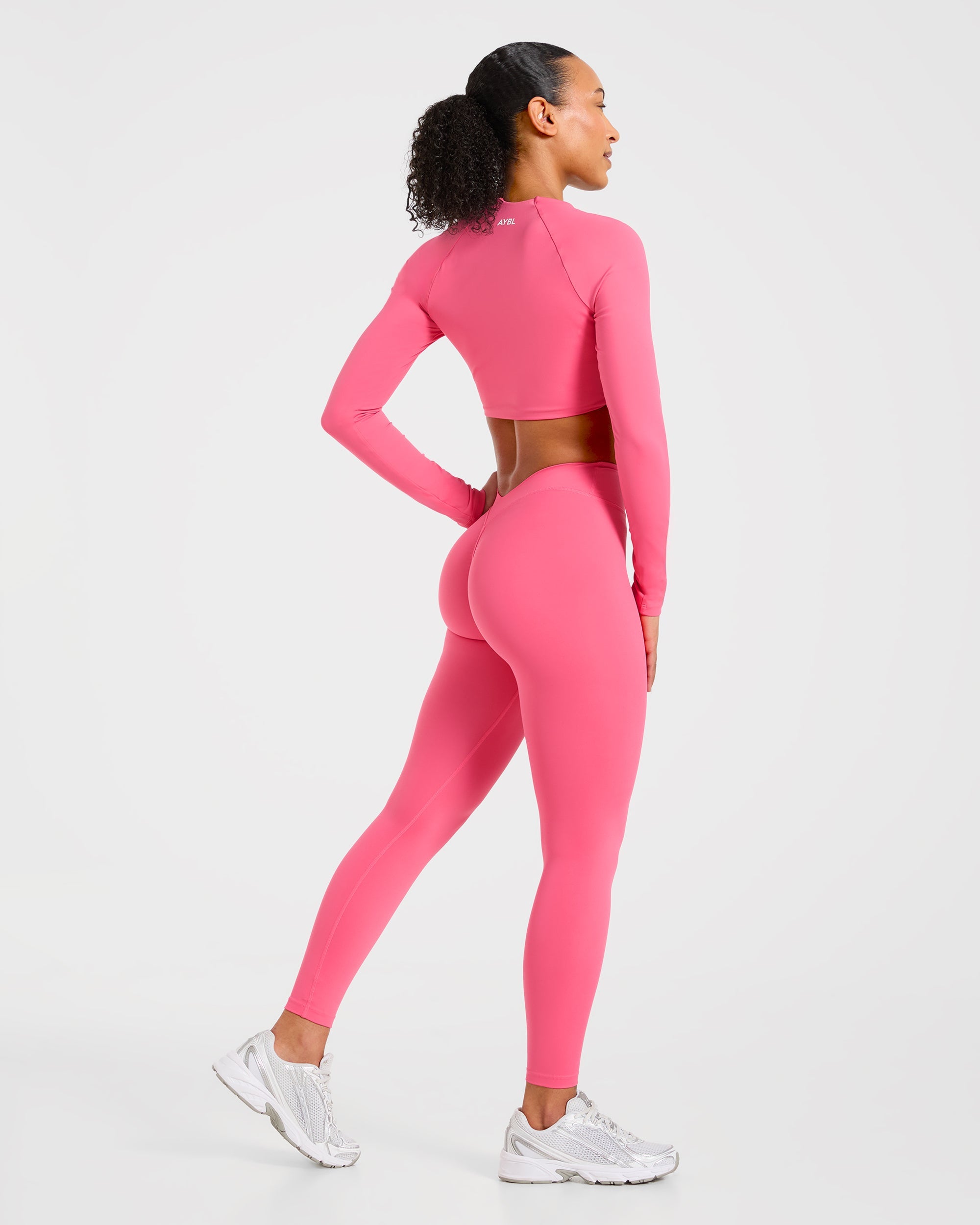 Physique Long Sleeve Crop Top - Roseberry Pink