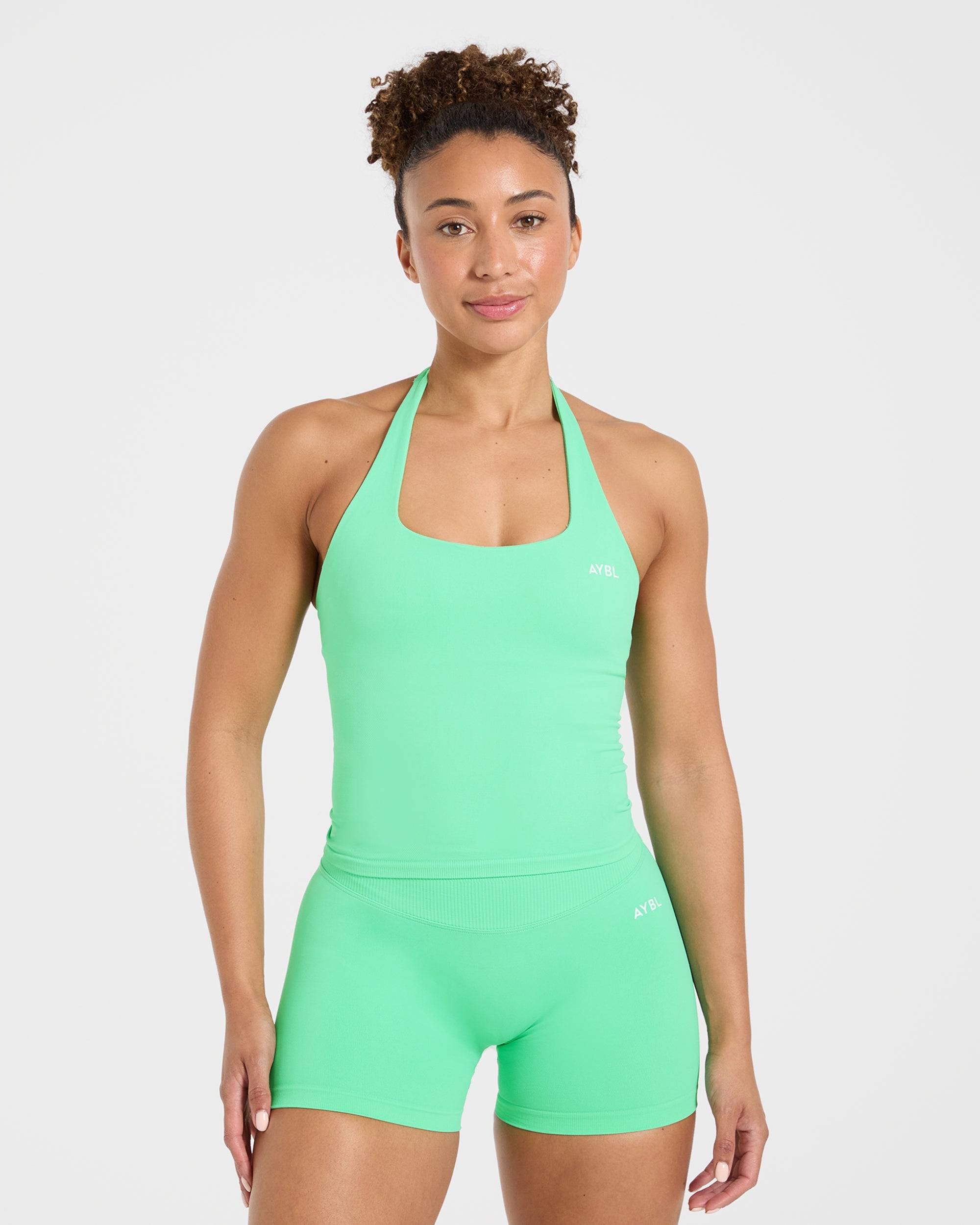 Enhance Seamless Halterneck Top - Mint Groen