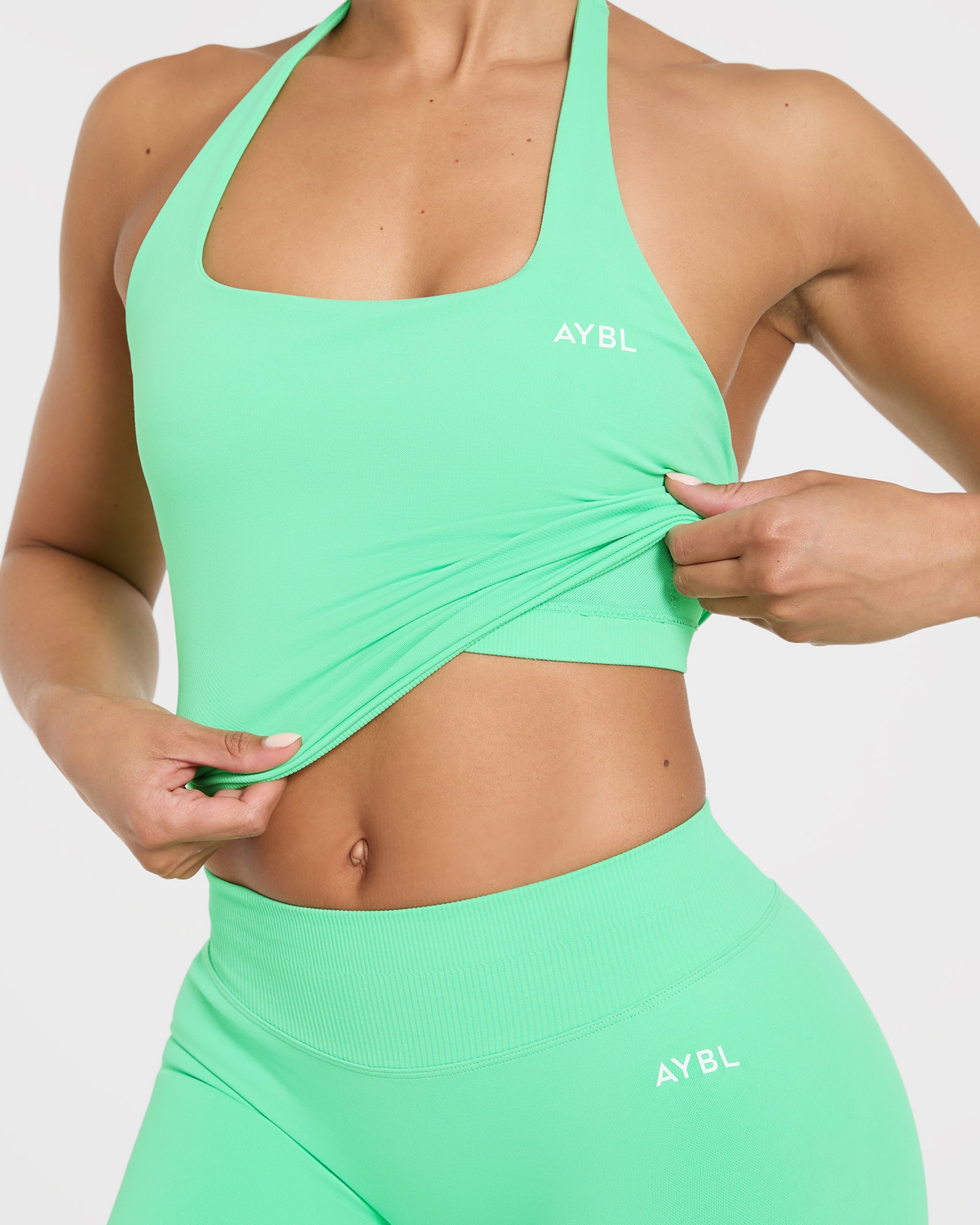 Enhance Seamless Halterneck Top - Mint Groen