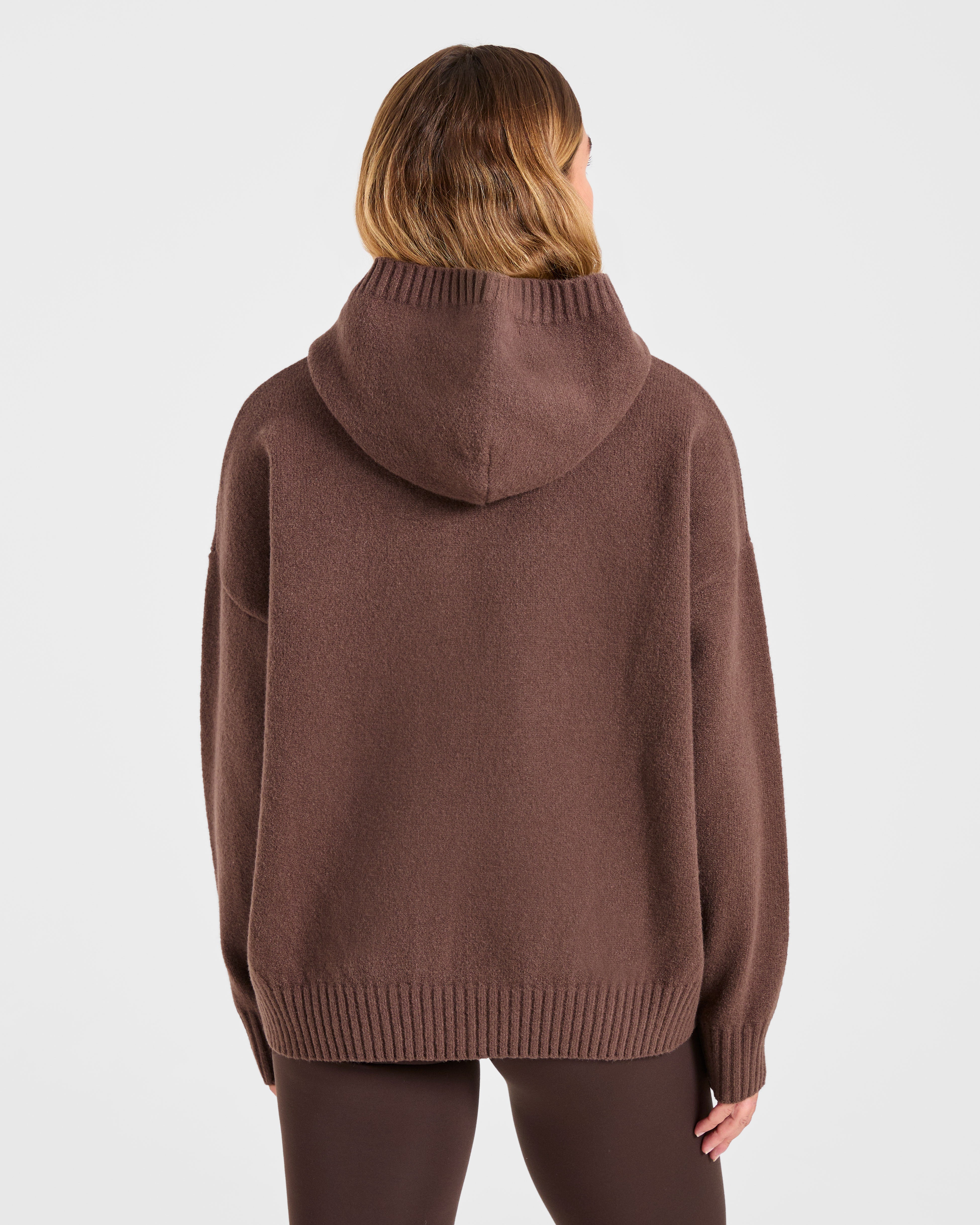 Varsity Oversized Knitted Hoodie - Bruin