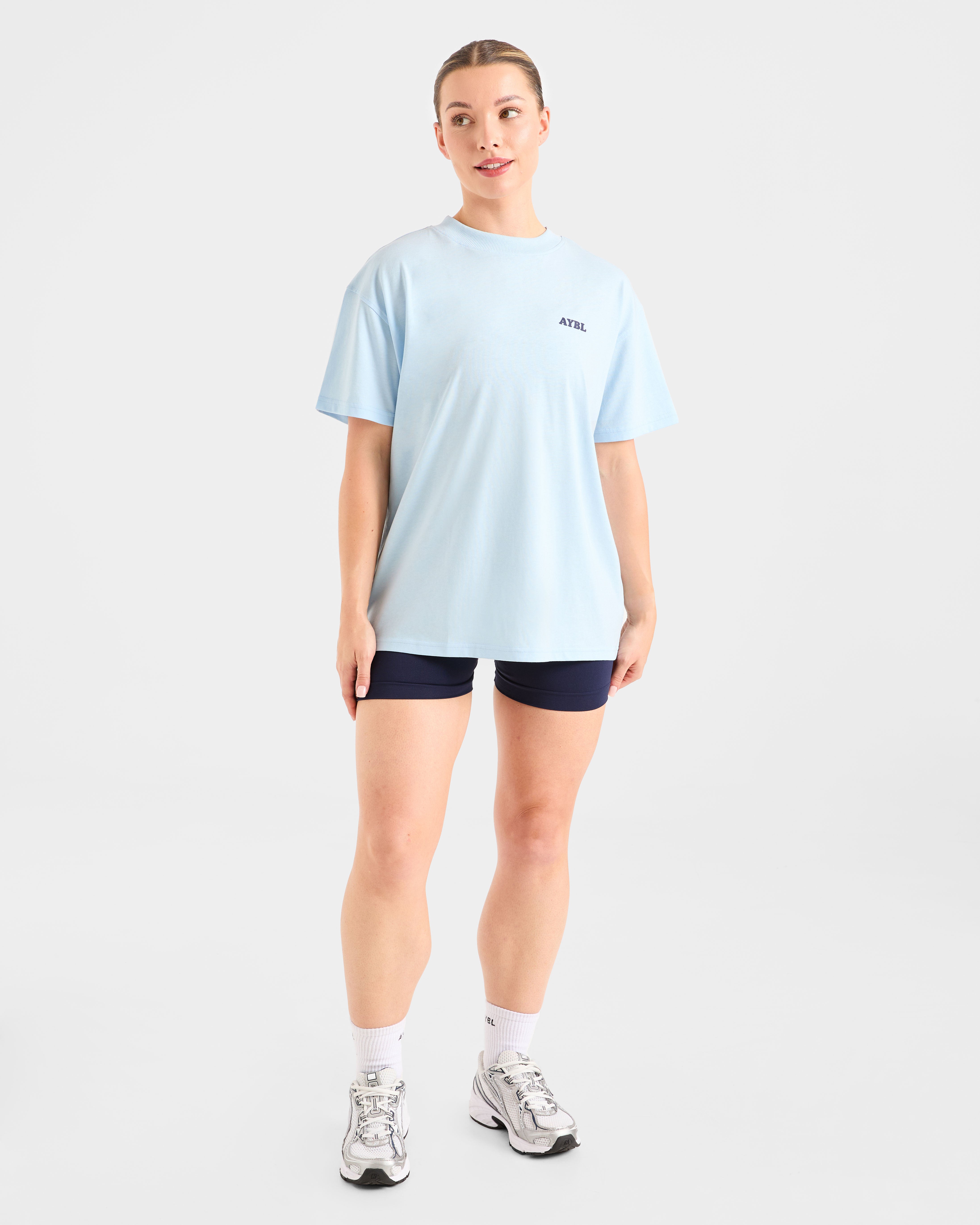 Sports Club Wavy Oversized T Shirt - Blauw/Navy
