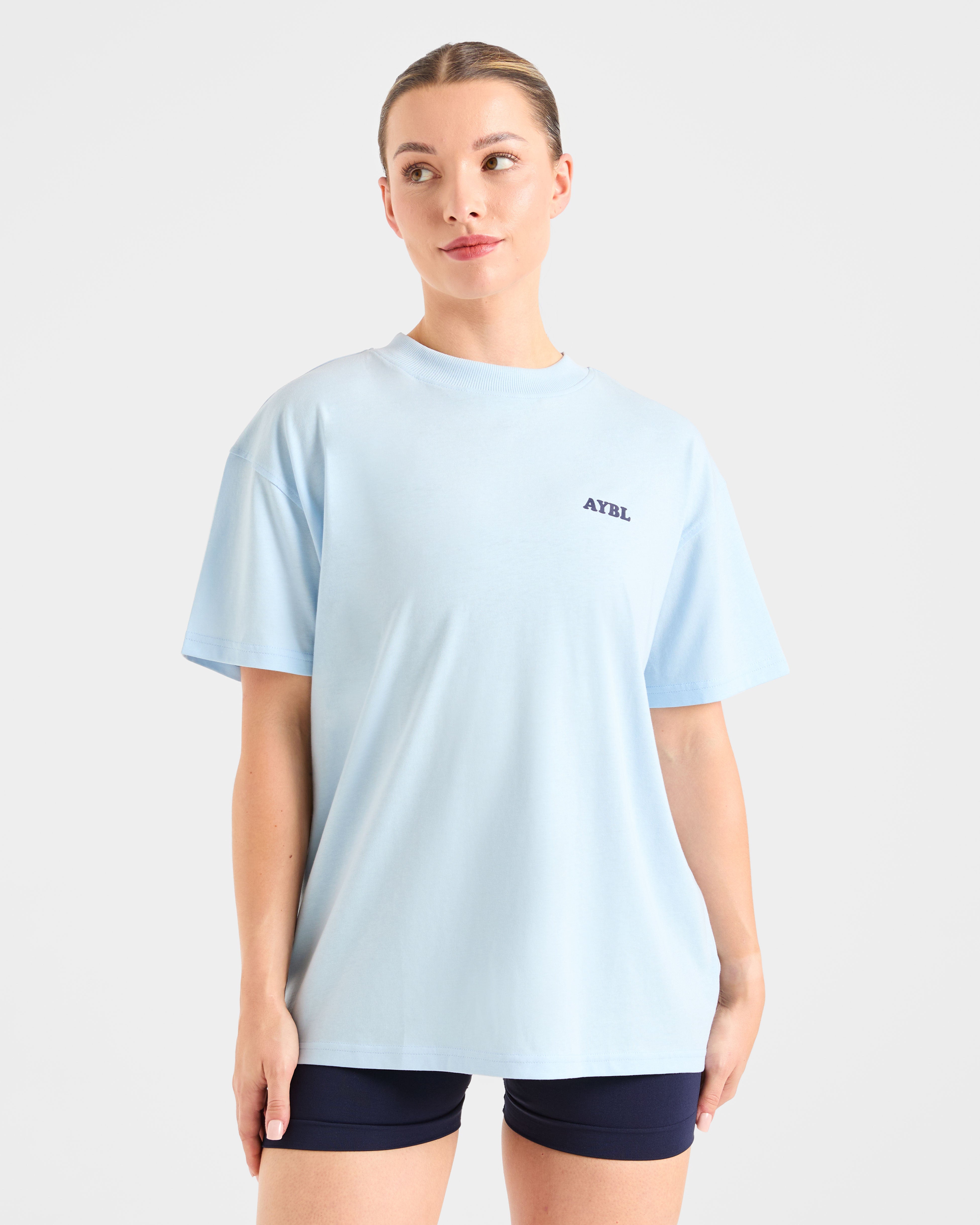 Sports Club Wavy Oversized T Shirt - Blauw/Navy