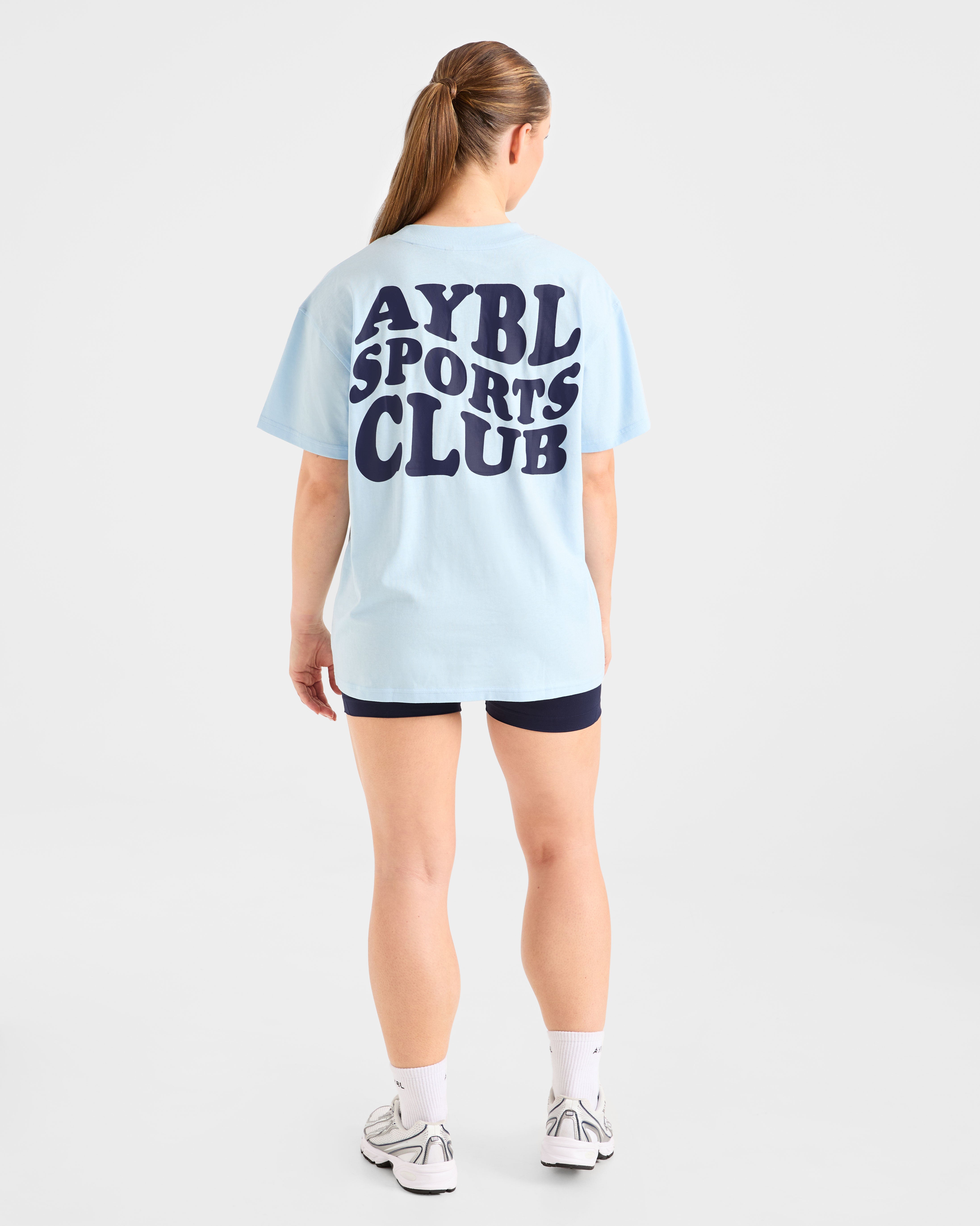 Sports Club Wavy Oversized T Shirt - Blauw/Navy