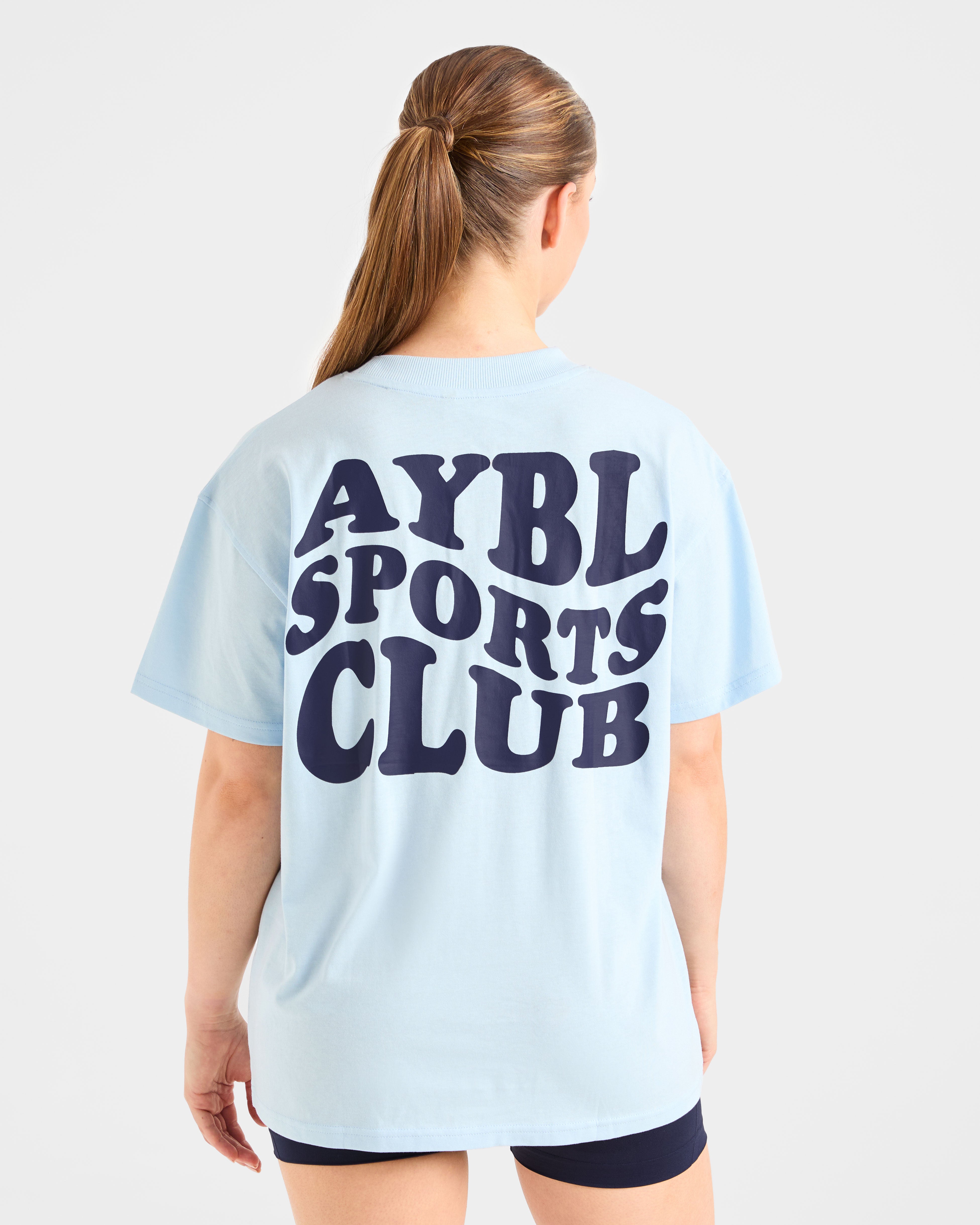 Sports Club Wavy Oversized T Shirt - Blauw/Navy