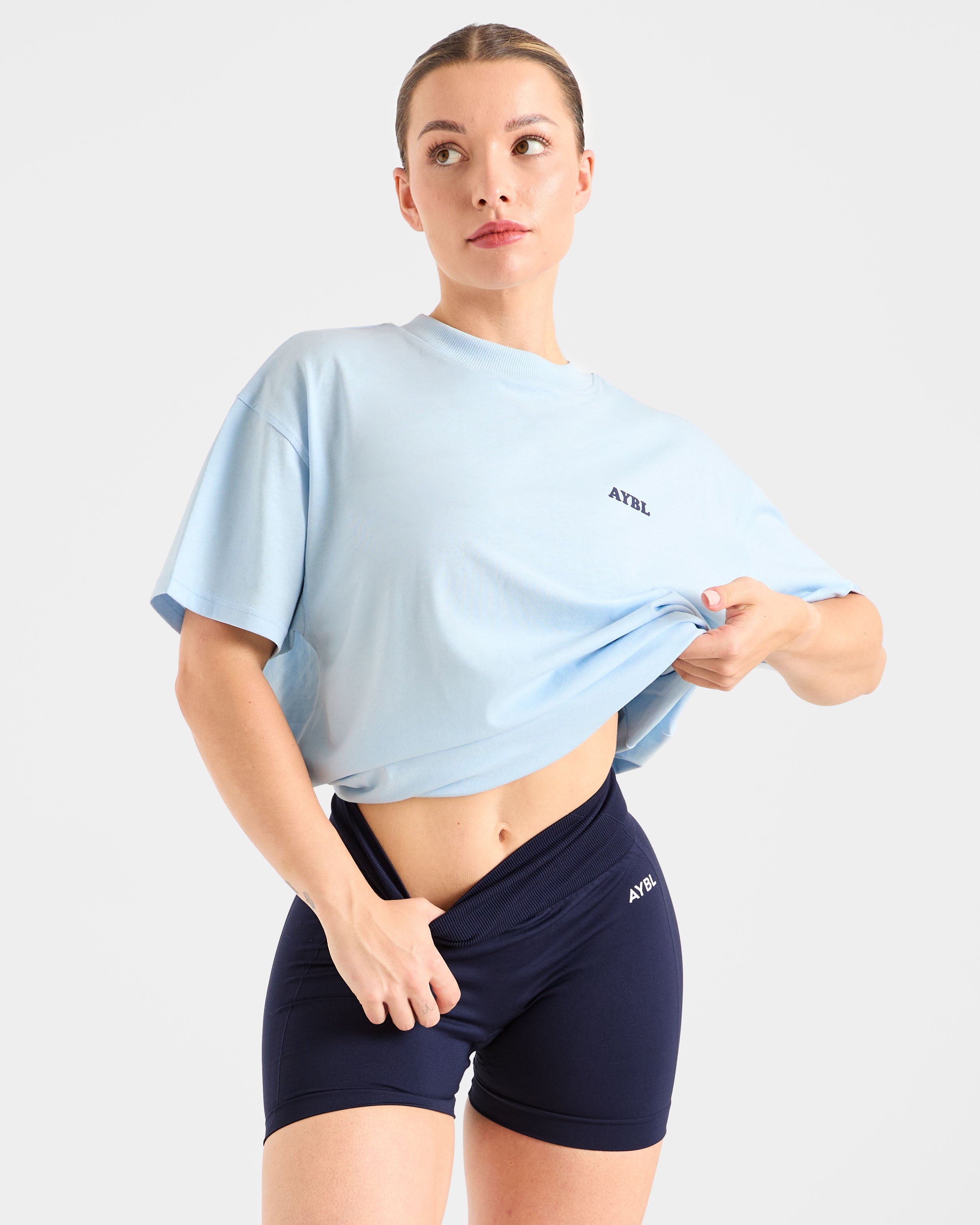 Sports Club Wavy Oversized T Shirt - Blauw/Navy