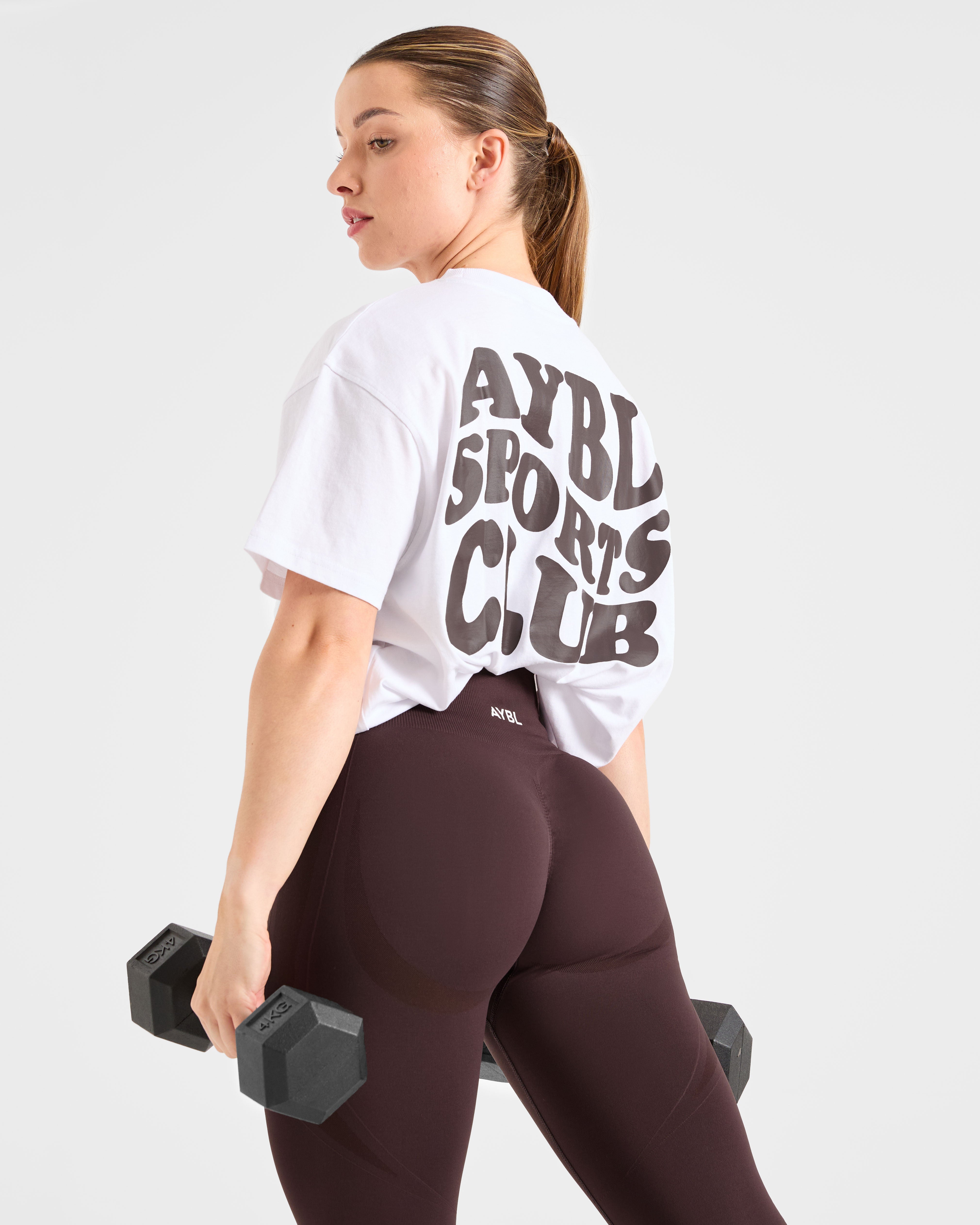 Sports Club Wavy Oversized T Shirt - Wit/Cocoa Bruin
