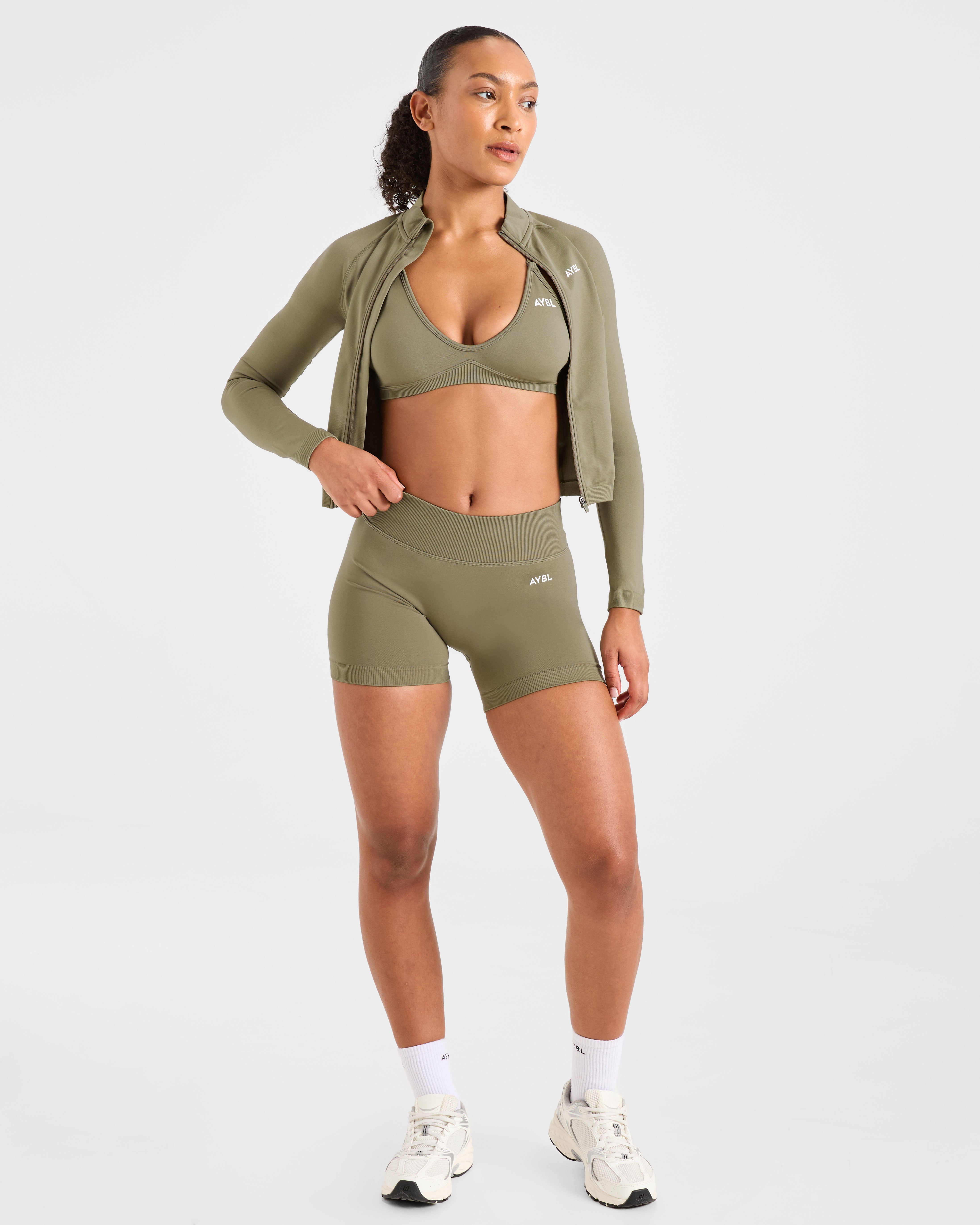Adapt Seamless Strappy Sports Bra - Muted Olive
