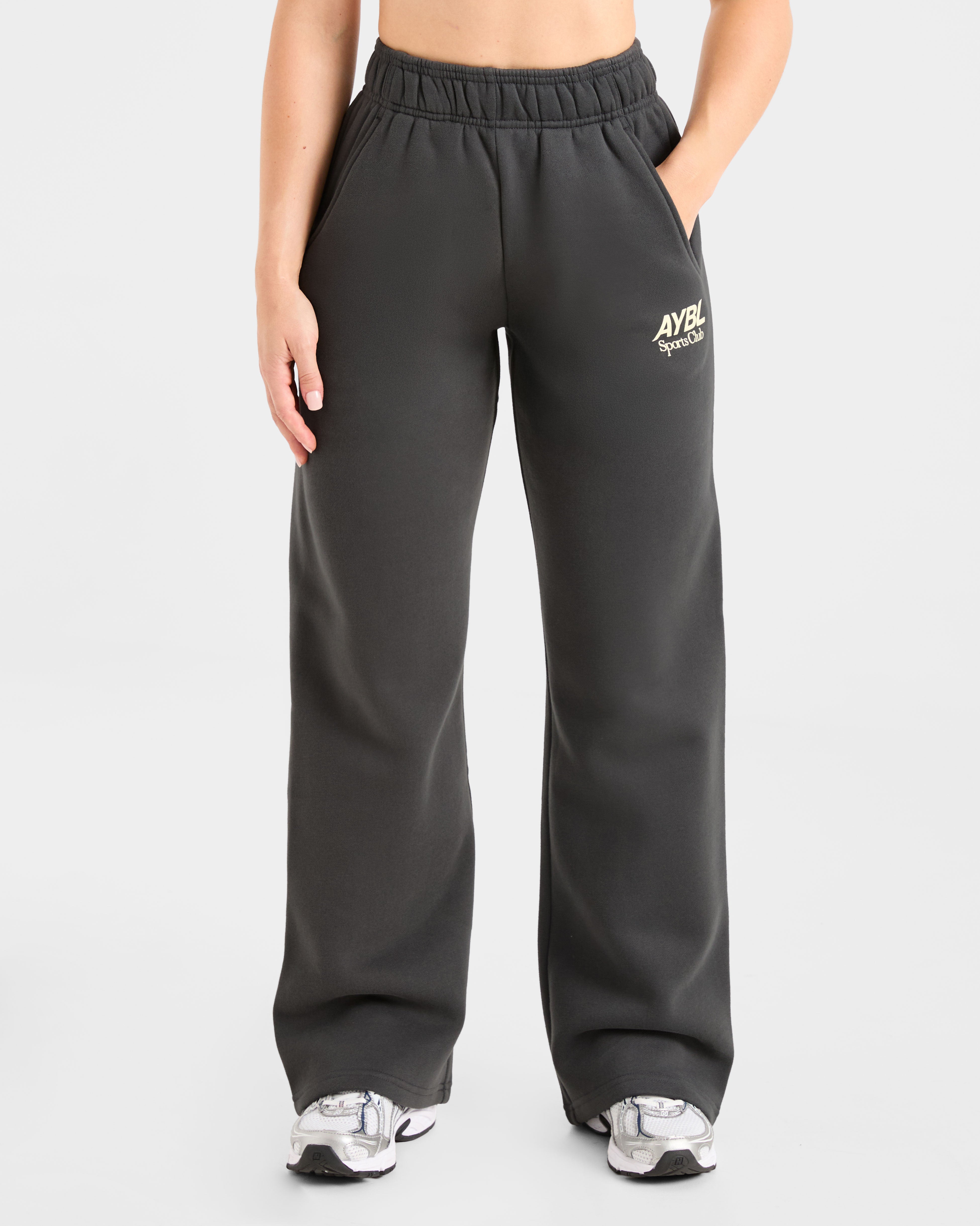 AYBL Sports Club Oversized Straight Leg Joggers - Charcoal/Geel