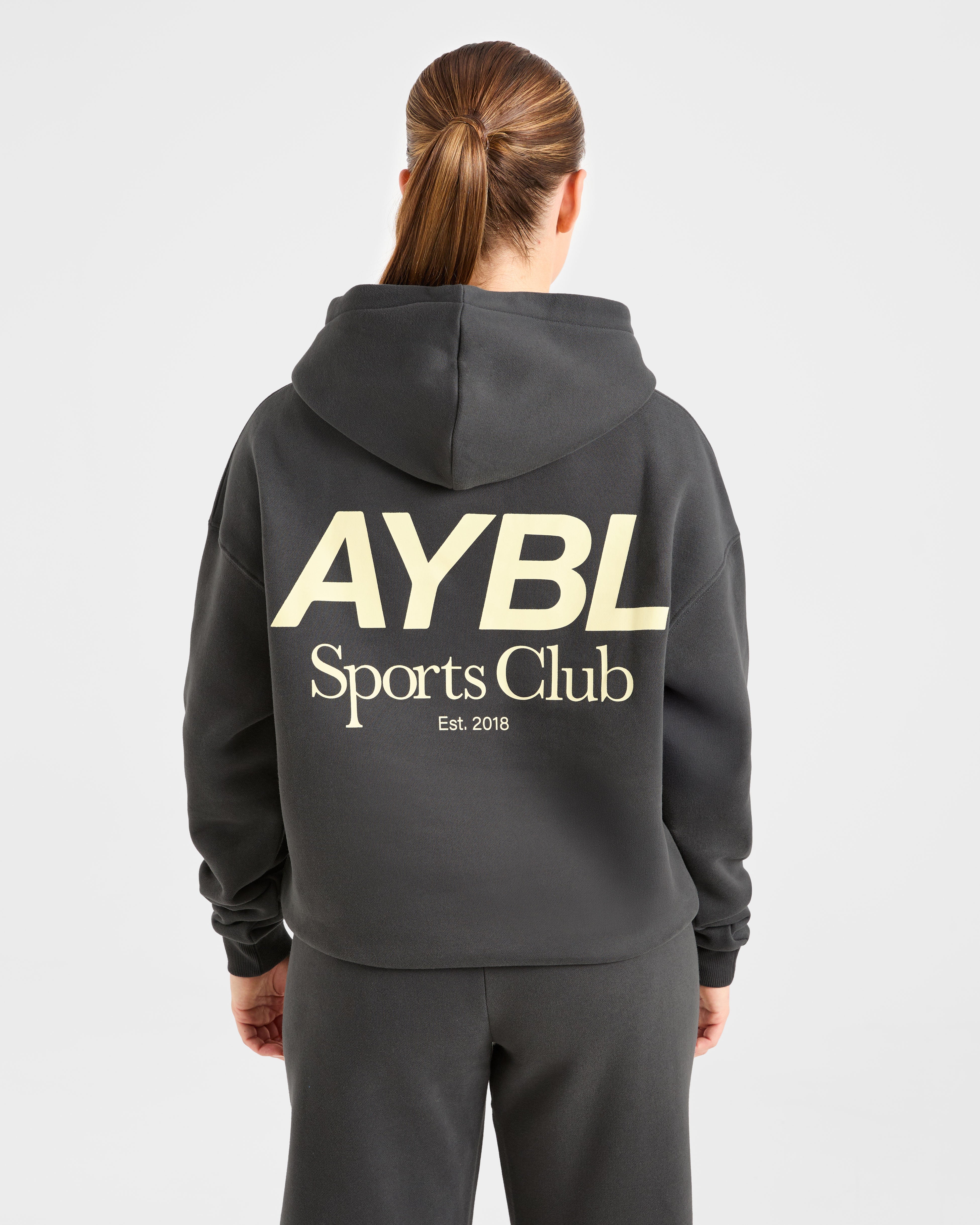 AYBL Sports Club Oversized Hoodie - Charcoal/Geel