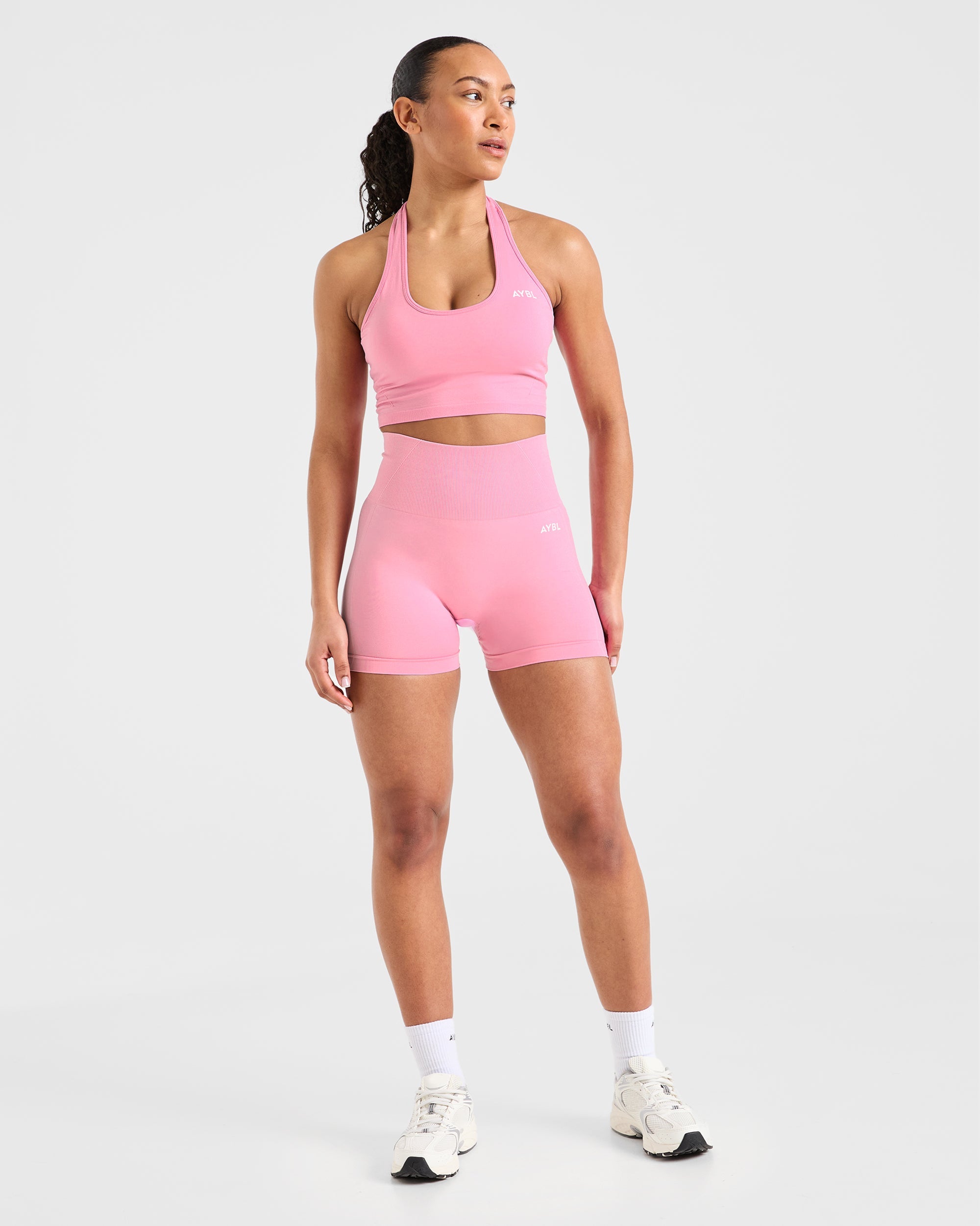 Empower Seamless Halterneck Crop Top - Baby Roze