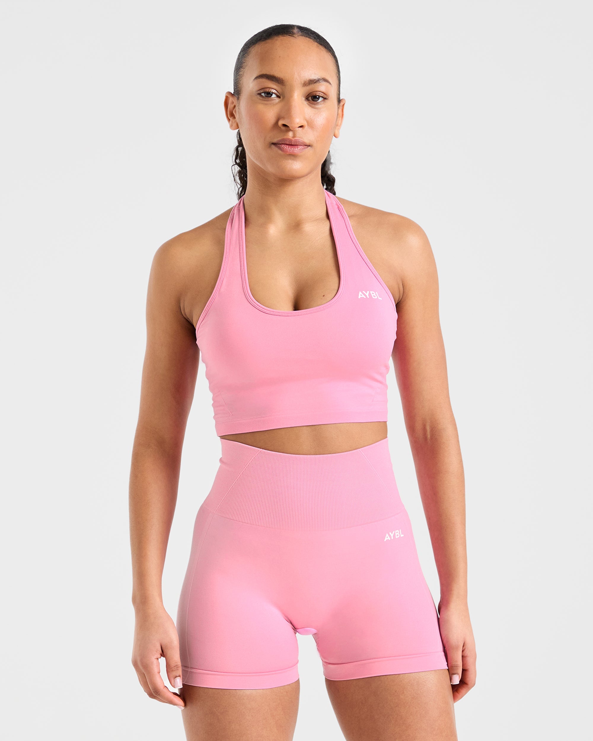 Empower Seamless Halterneck Crop Top - Baby Roze