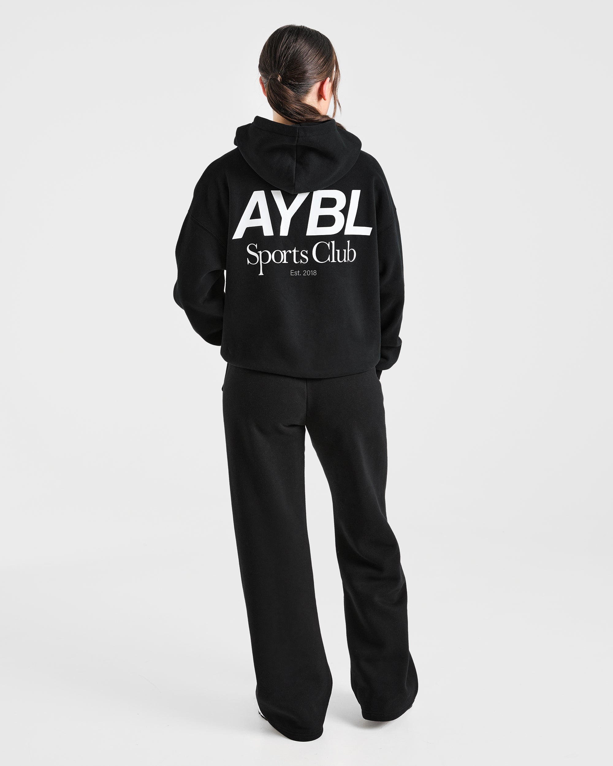 AYBL Sports Club Oversized Straight Leg Joggers -Zwart/Wit