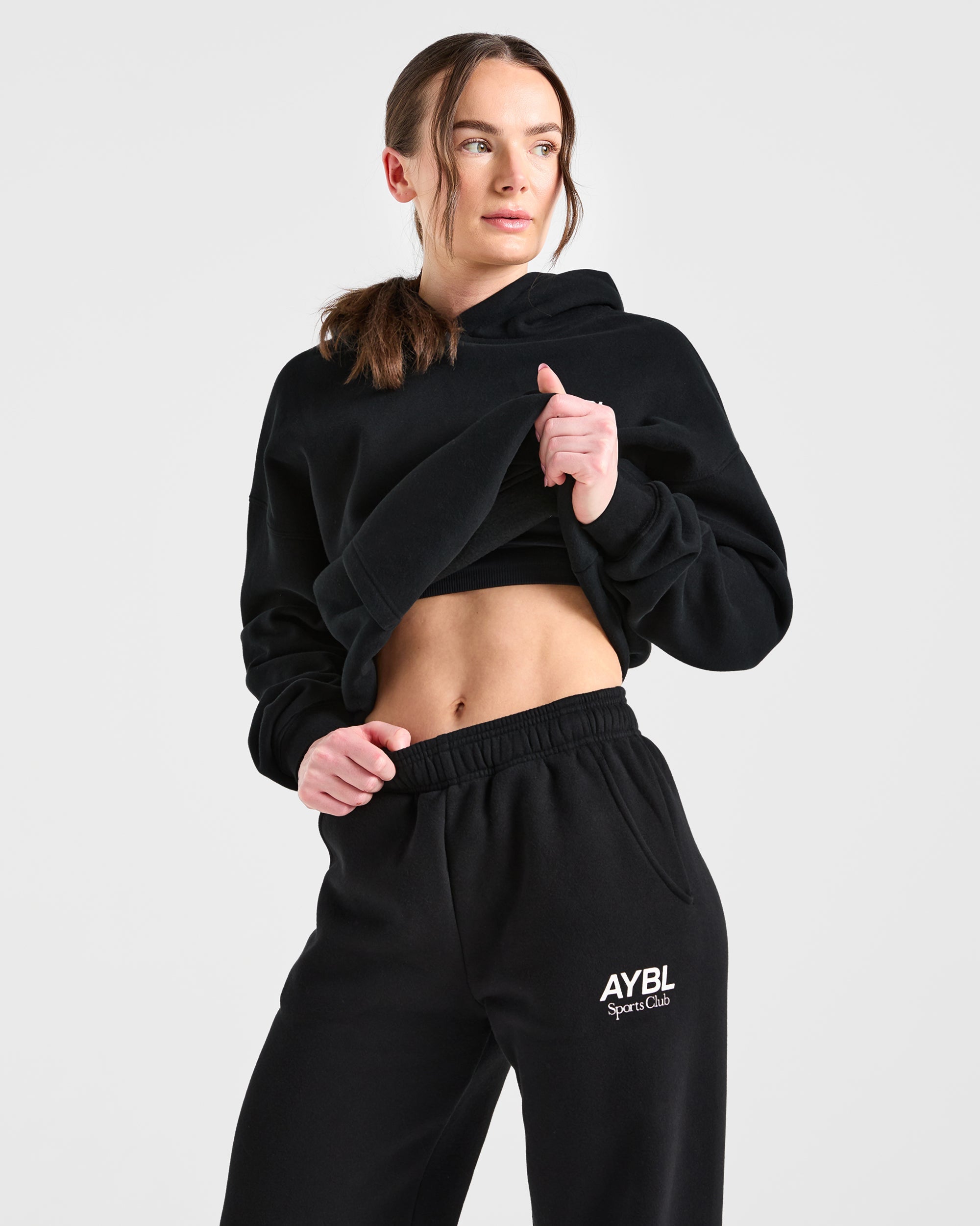 AYBL Sports Club Oversized Straight Leg Joggers -Zwart/Wit