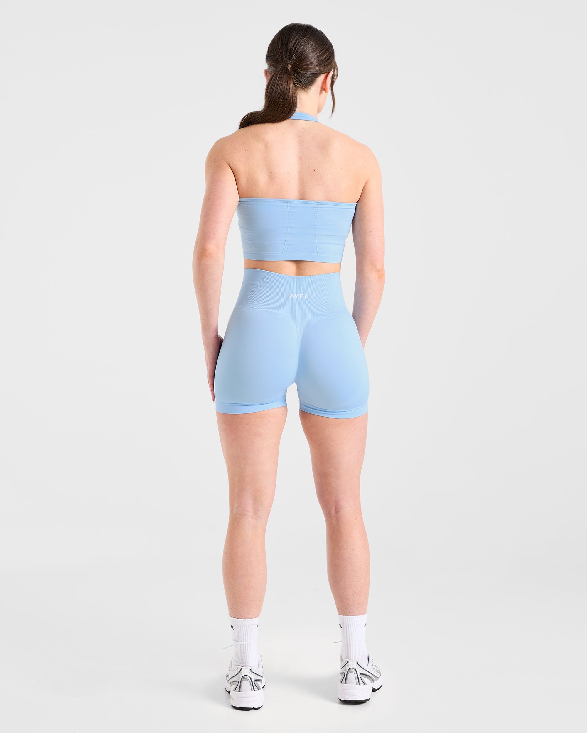 Empower Seamless Halterneck Crop Top - Sky Blauw