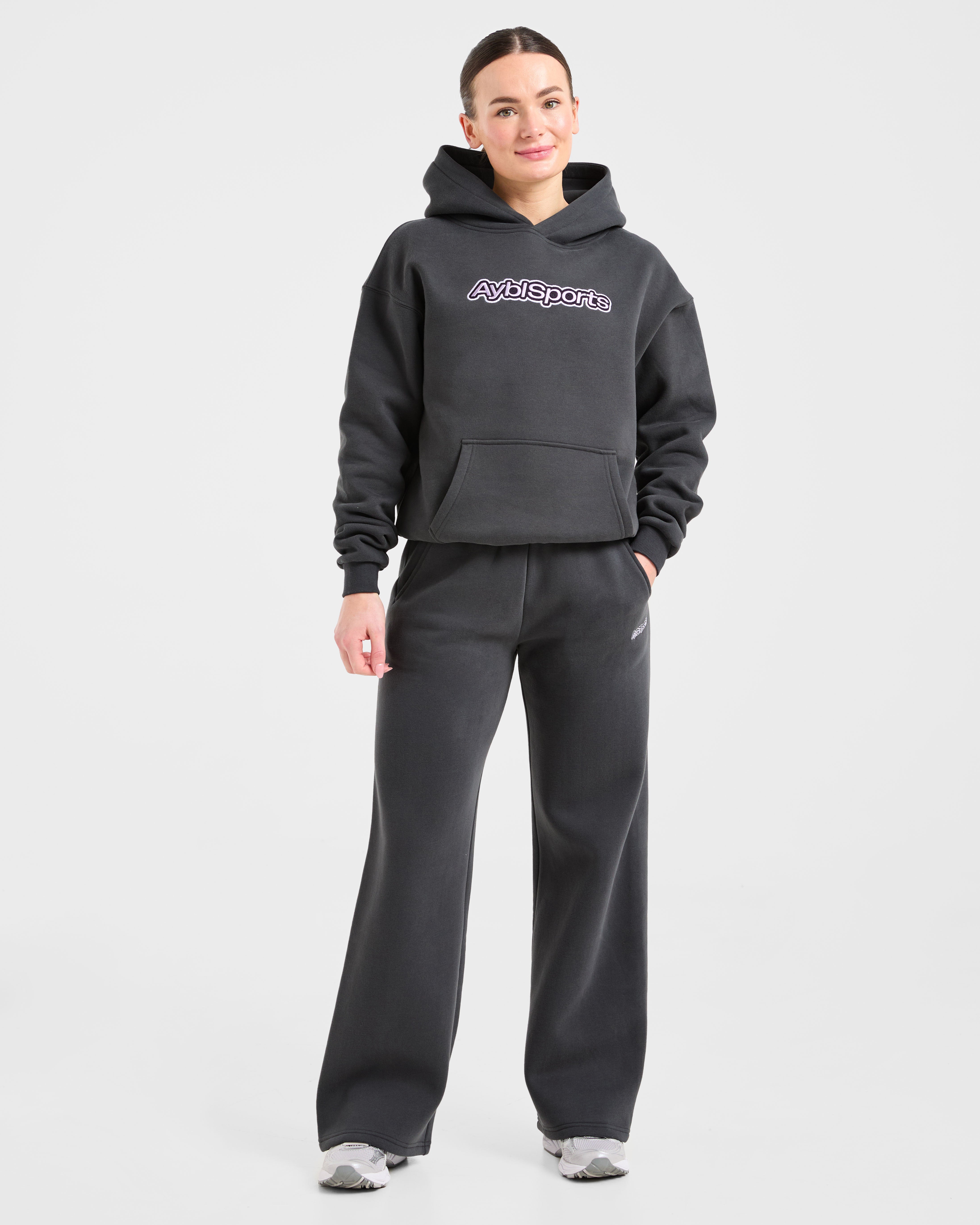 AYBL Sports Outline Oversized Straight Leg Joggers - Charcoal