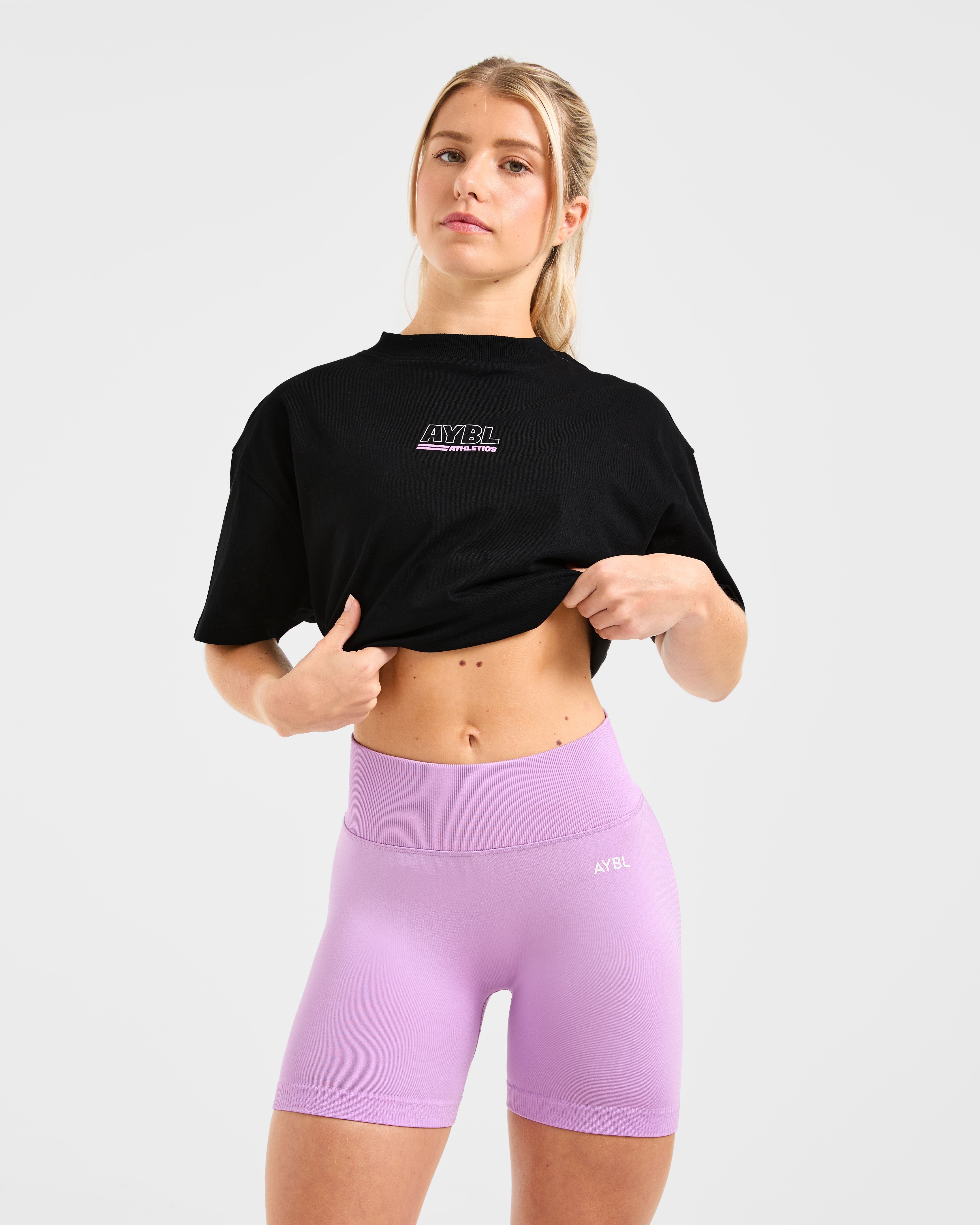 Athletics Track Oversized T Shirt - Zwart/Roze