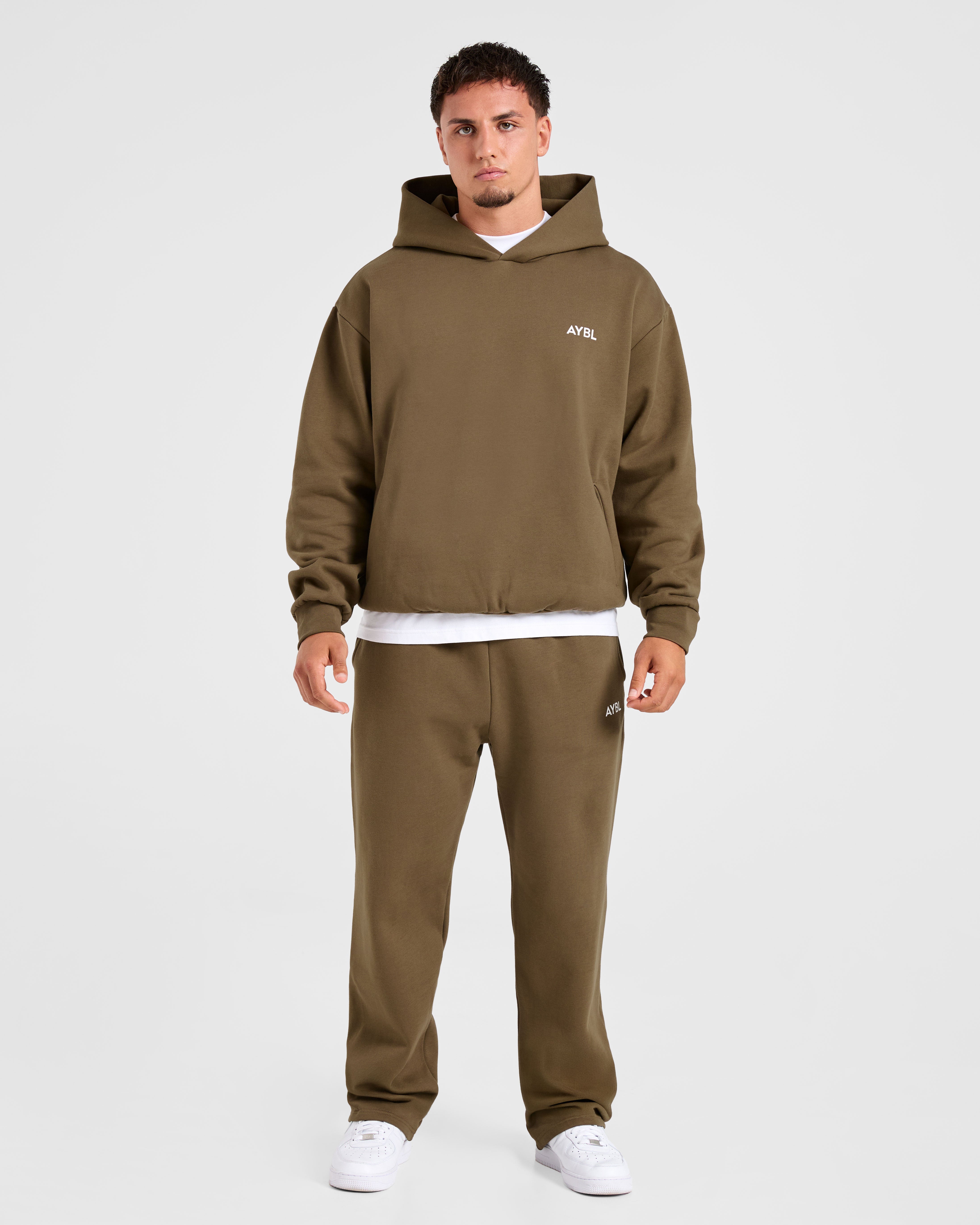 Essential Oversized Straight Leg Joggers- Olive Groen