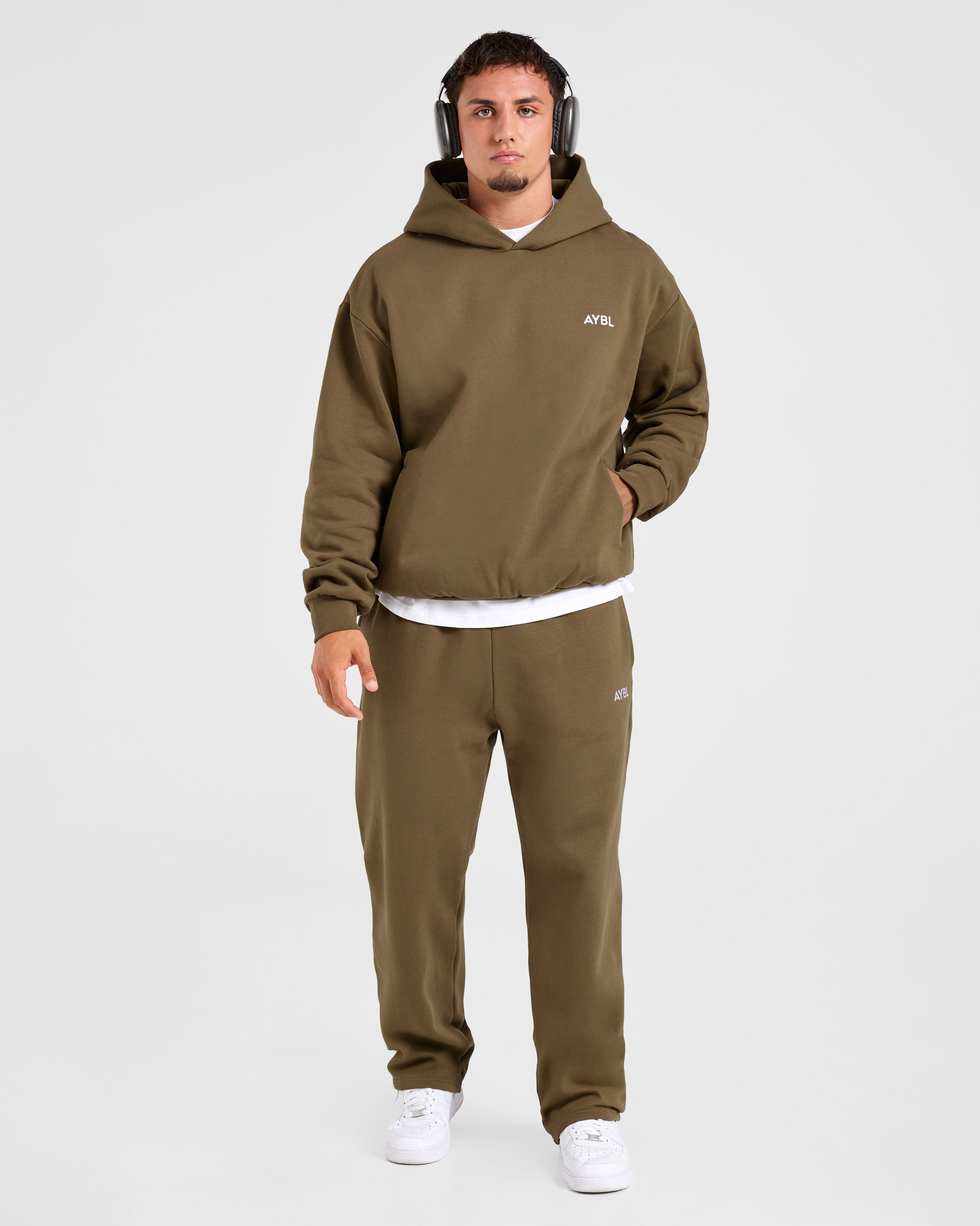 Essential Oversized Straight Leg Joggers- Olive Groen