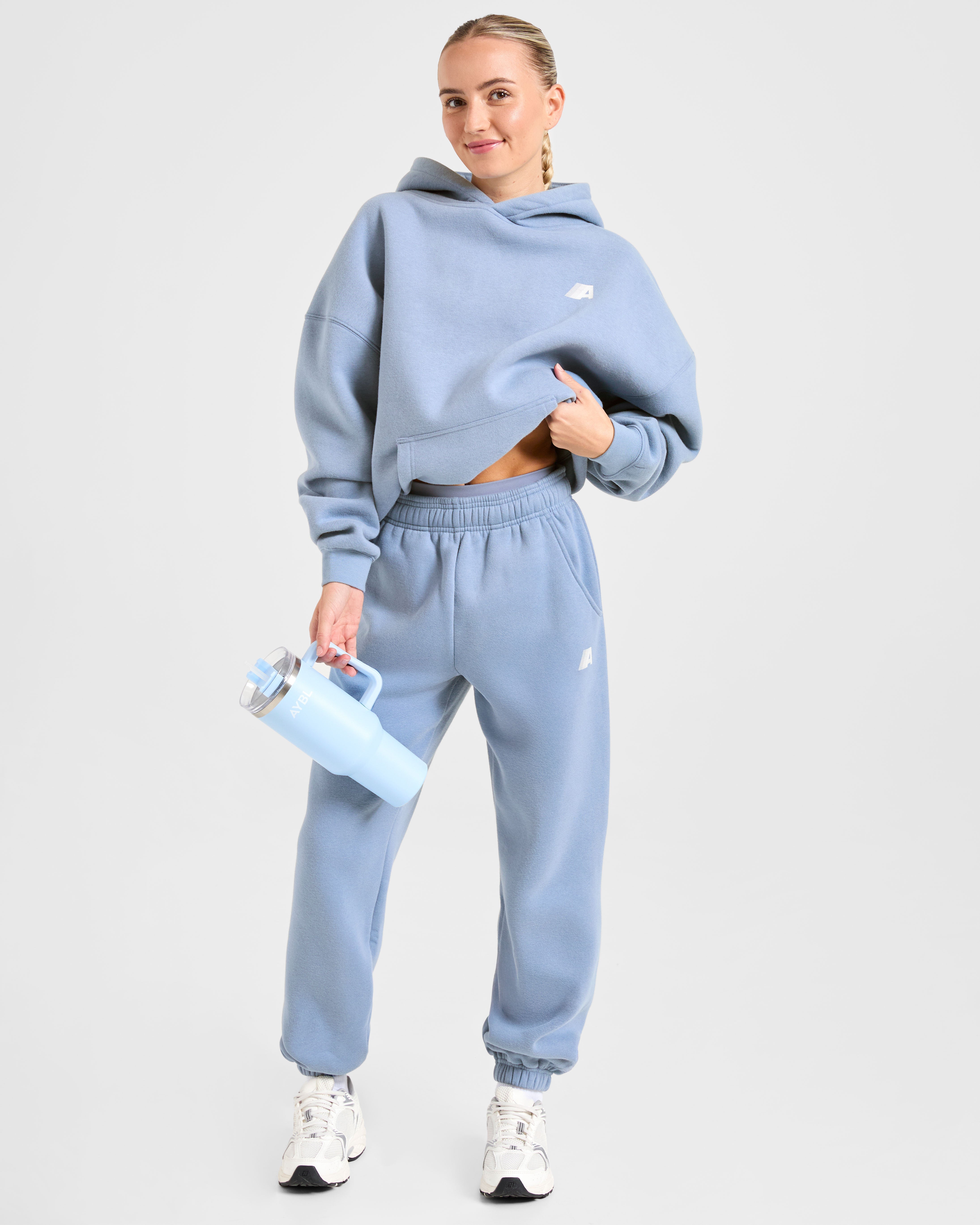 Retro Athletics Oversized Joggers - Vintage Blauw