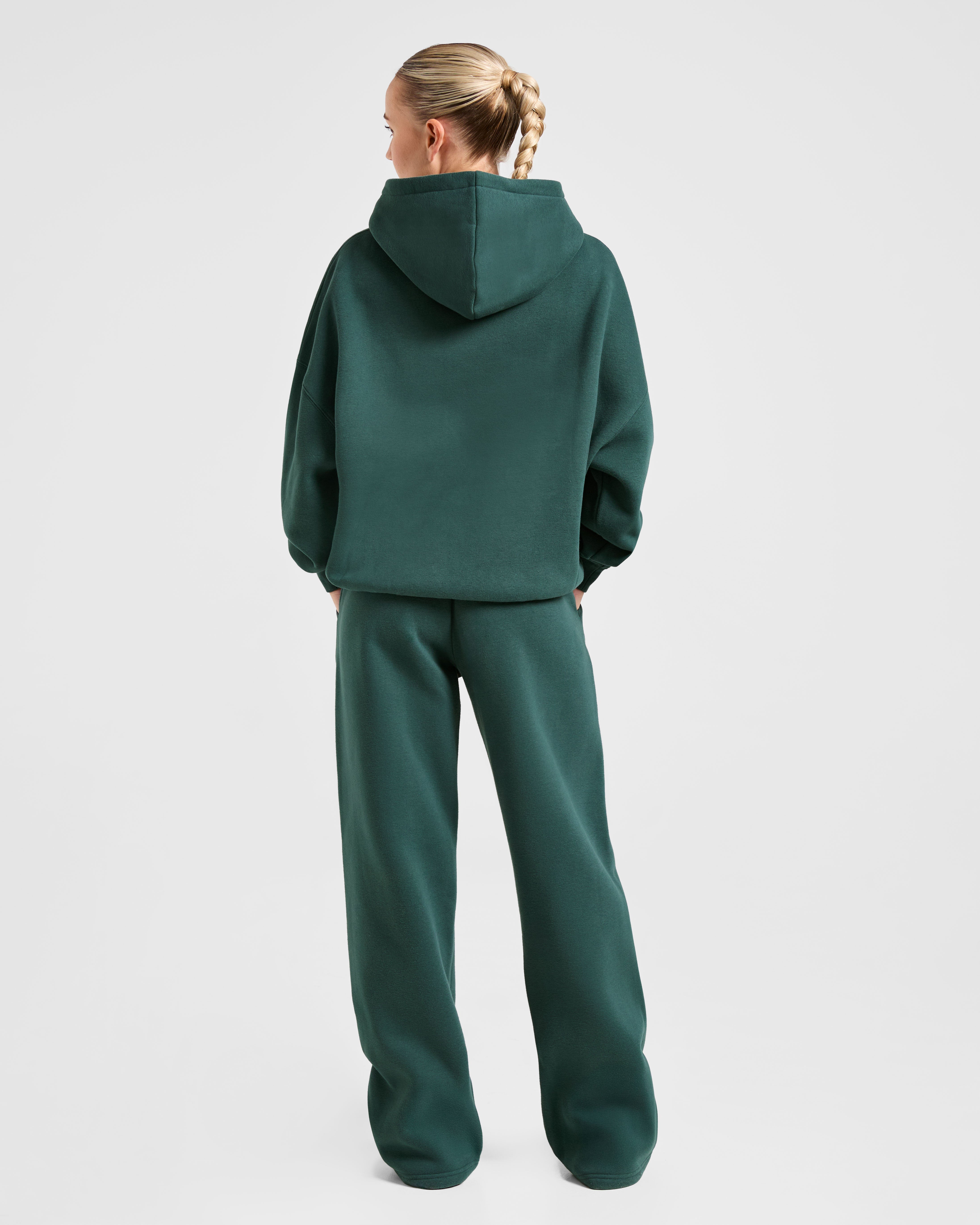 Classic Plush Oversized Straight Leg Joggers - Pine Groen