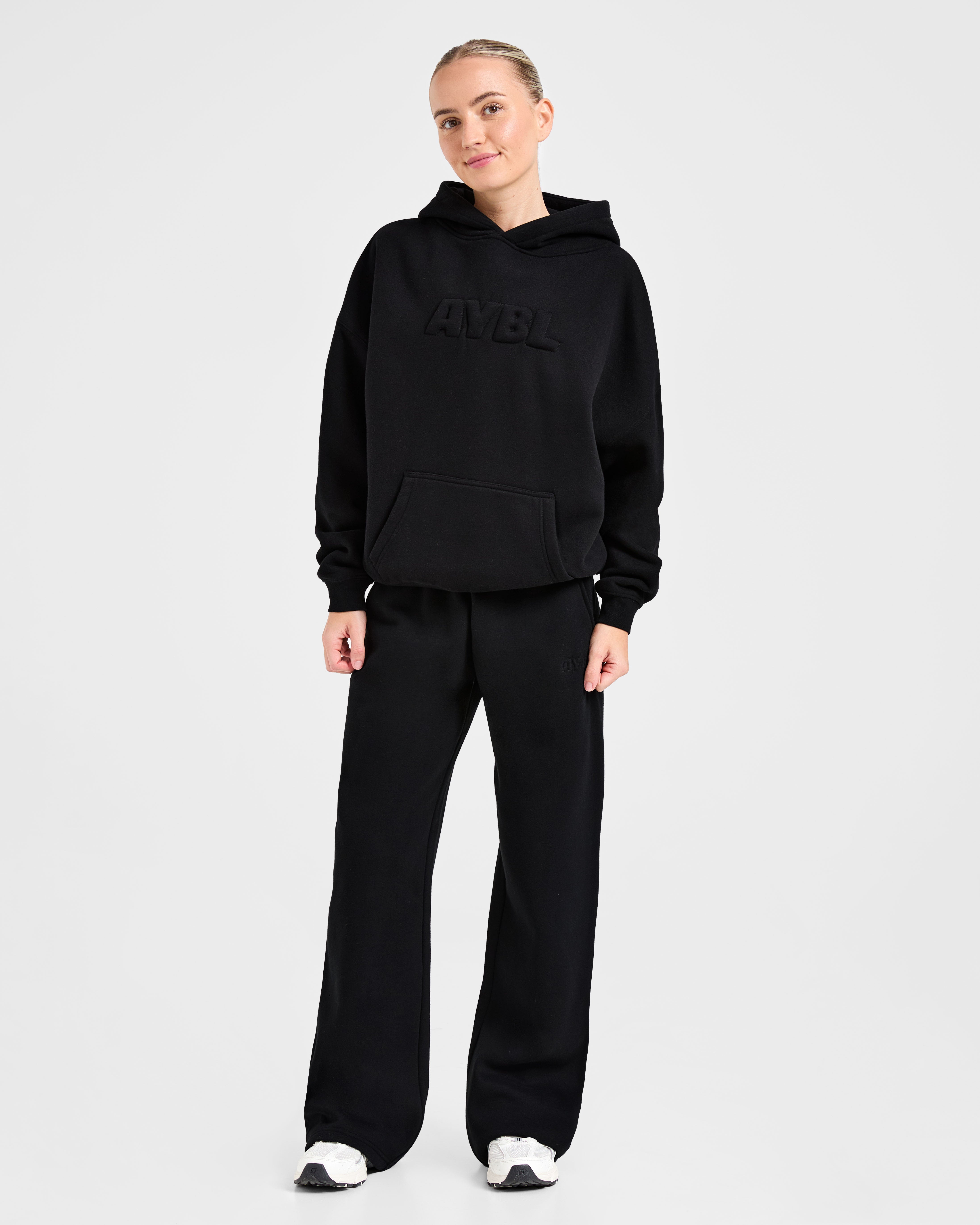 Classic Plush Oversized Straight Leg Joggers - Zwart