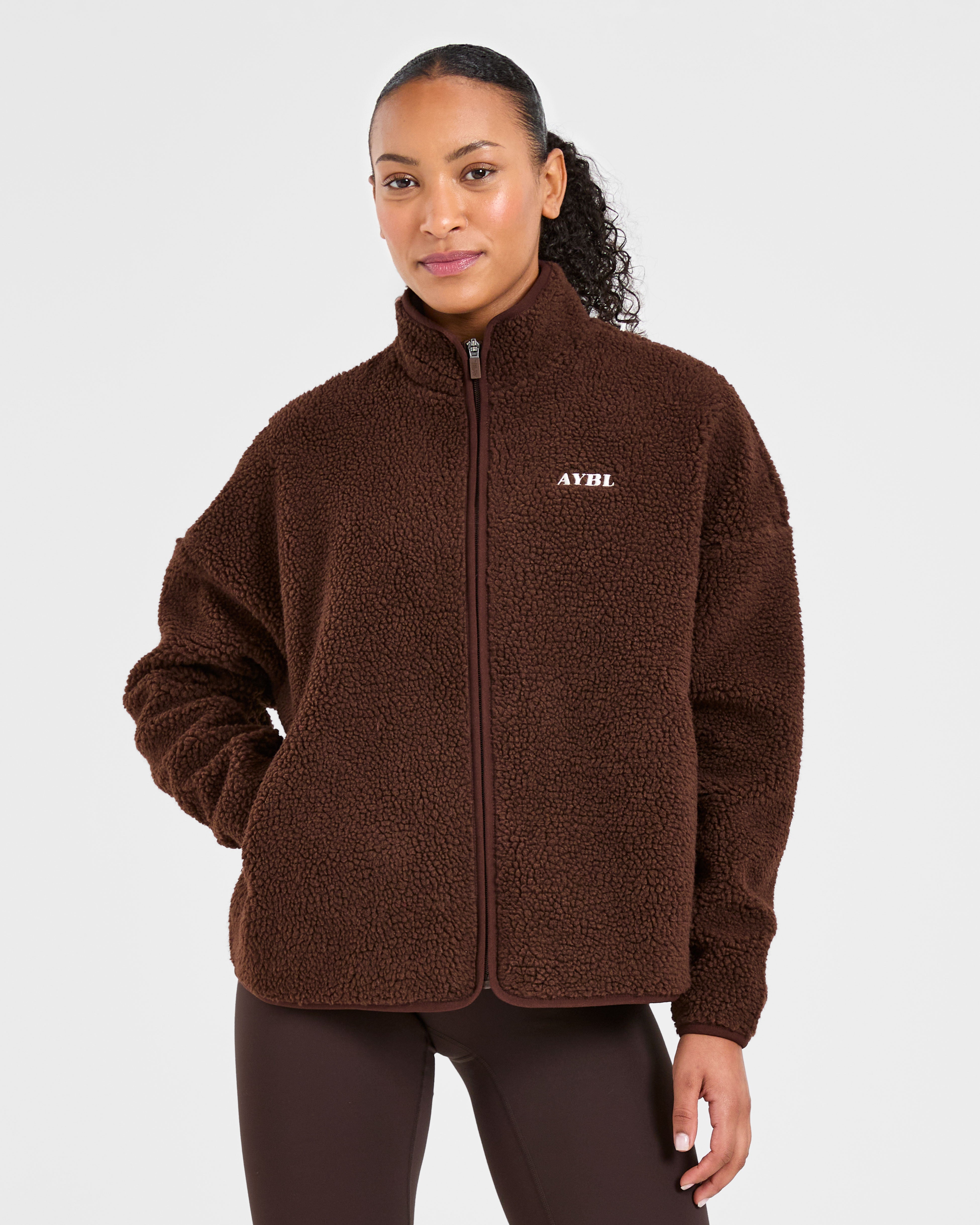 Oversized Zip Up Fleece Jacket - Bruin