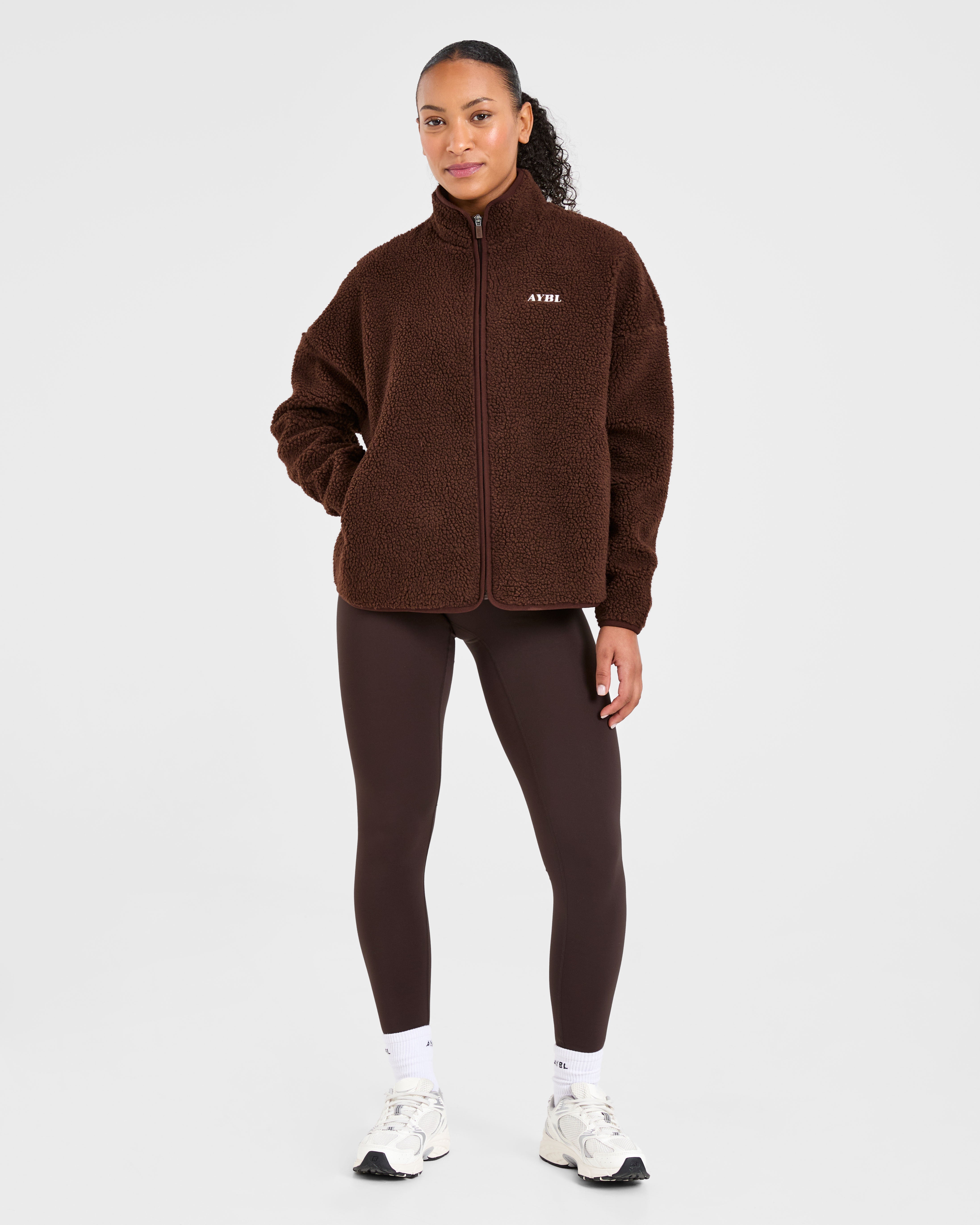 Oversized Zip Up Fleece Jacket - Bruin