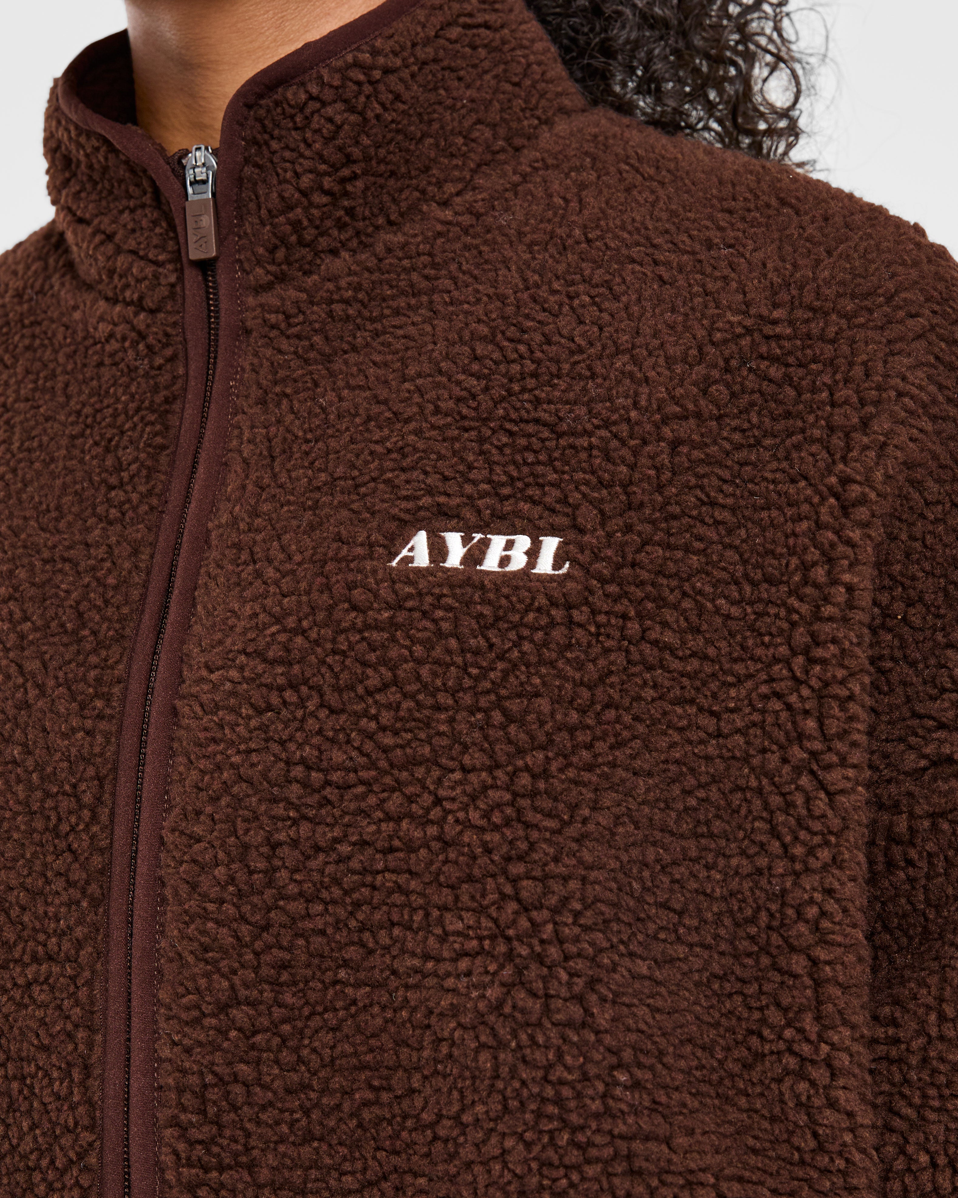Oversized Zip Up Fleece Jacket - Bruin