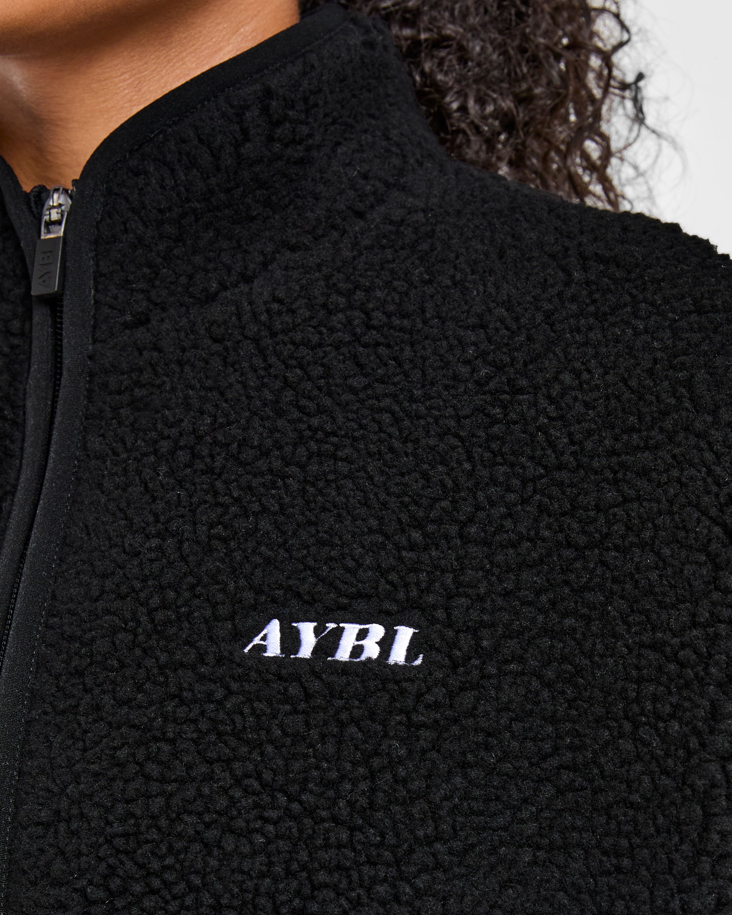 Oversized Zip Up Fleece Jacket - Zwart