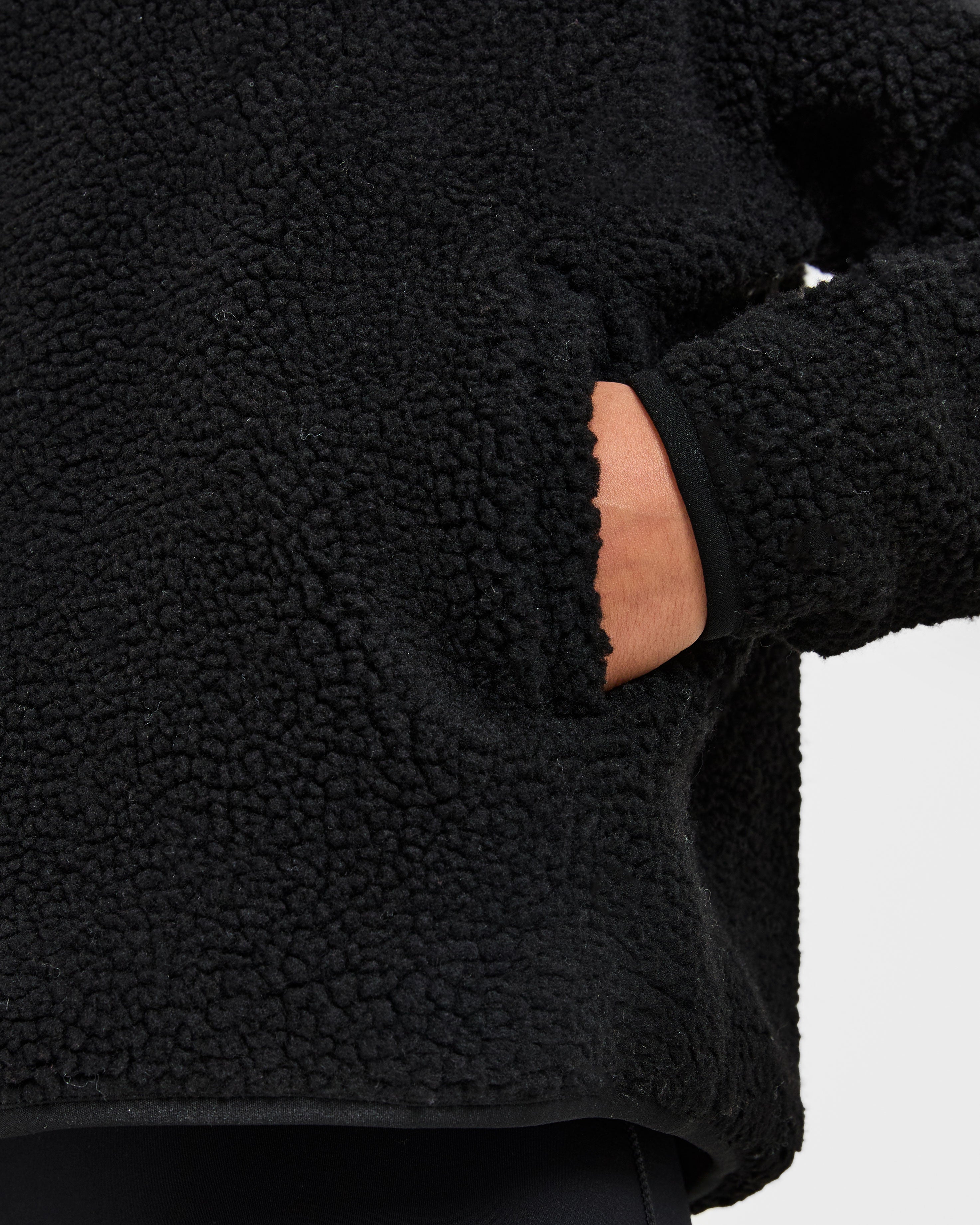 Oversized Zip Up Fleece Jacket - Zwart