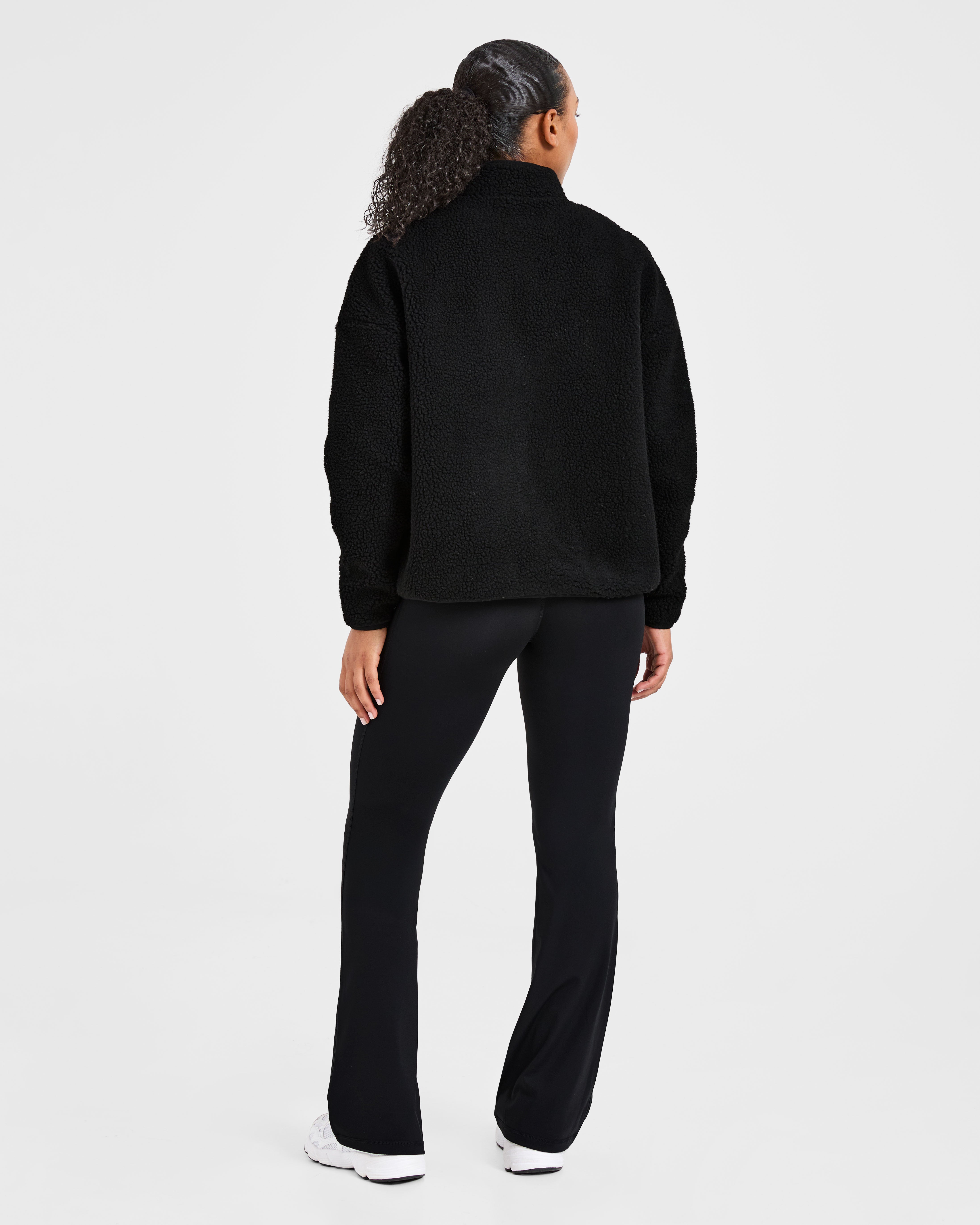 Oversized Zip Up Fleece Jacket - Zwart