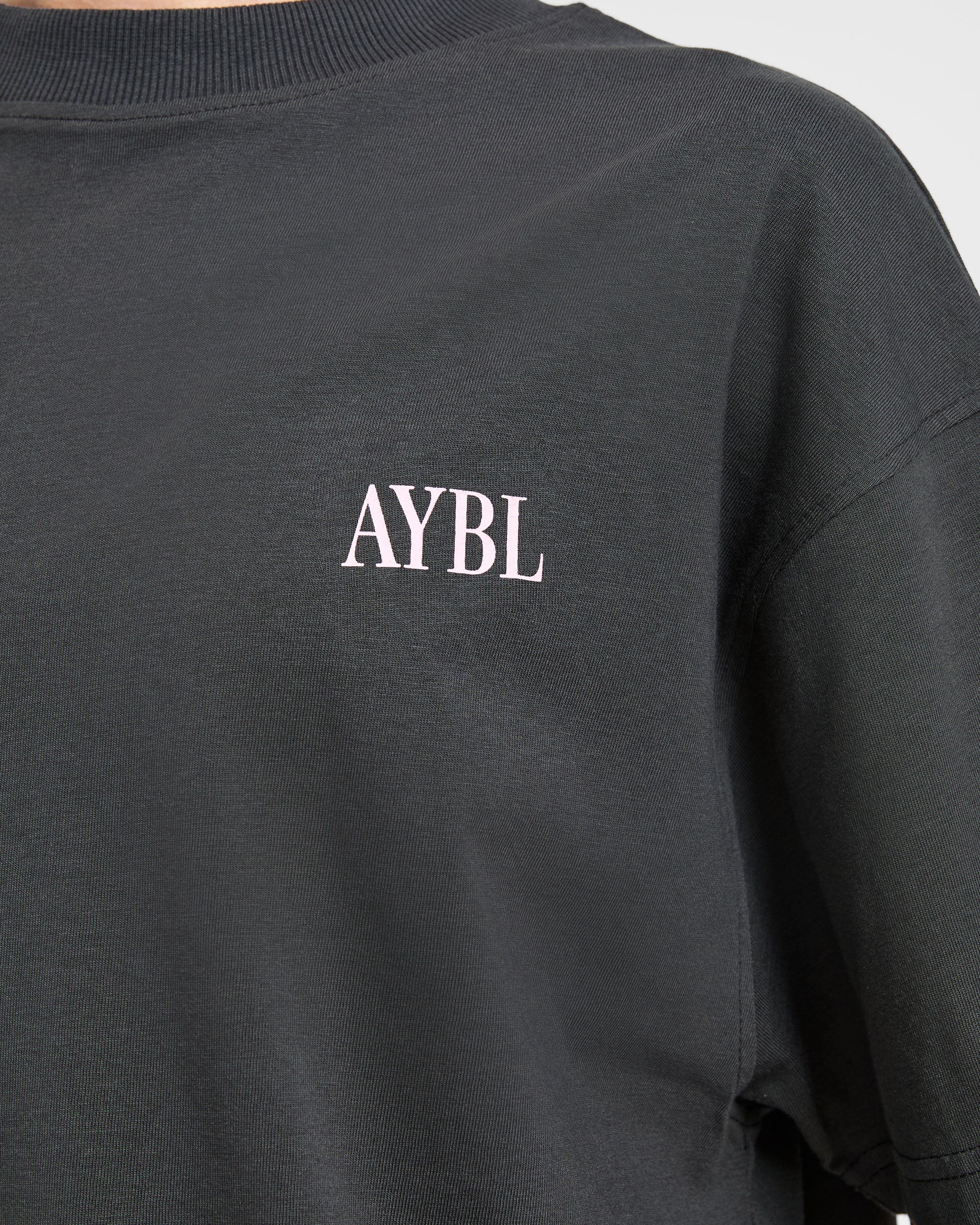 AYBL Strength Studio Oversized T Shirt - Charcoal/Roze