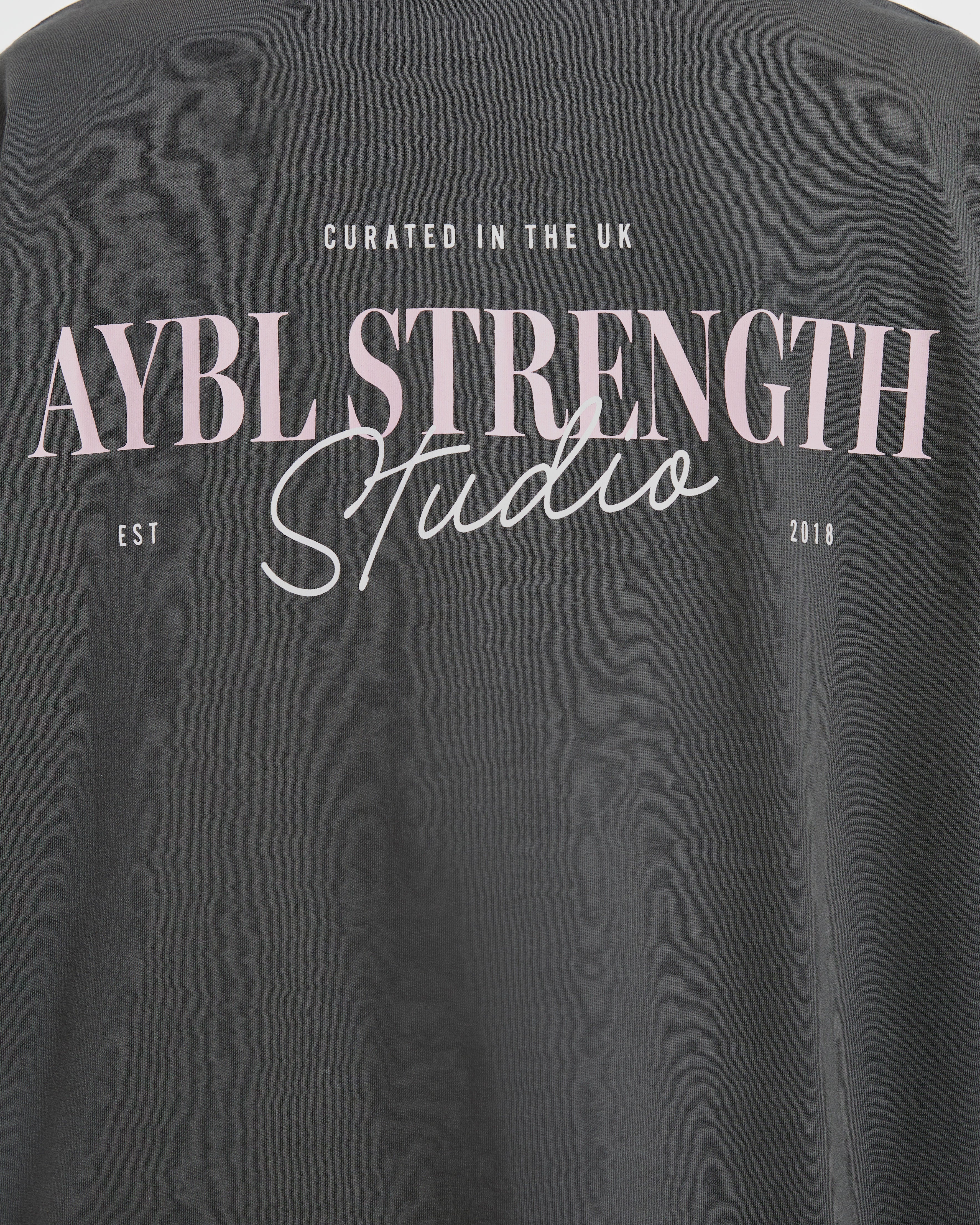 AYBL Strength Studio Oversized T Shirt - Charcoal/Roze