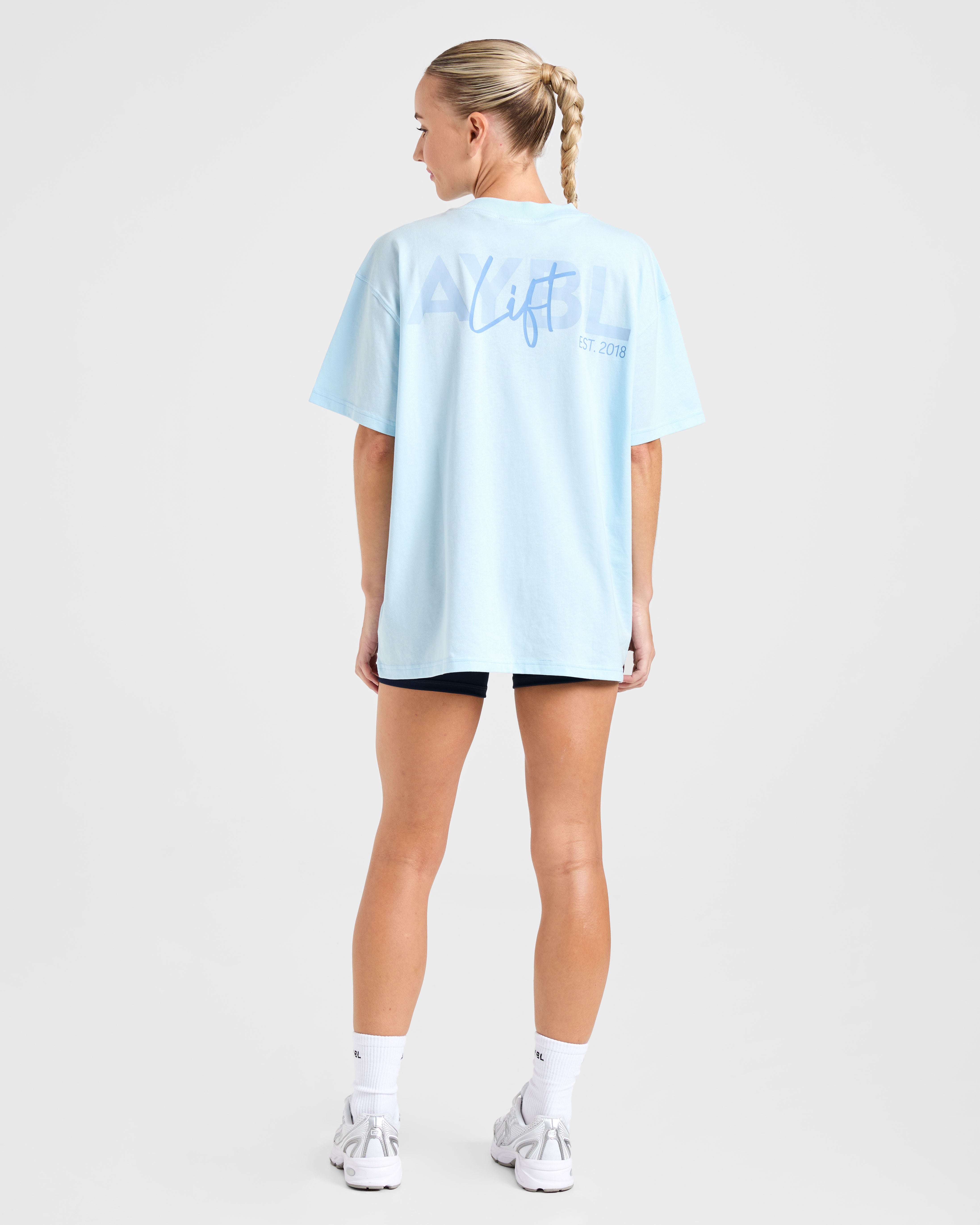 Lift Graphic Oversized T Shirt - Baby Blauw