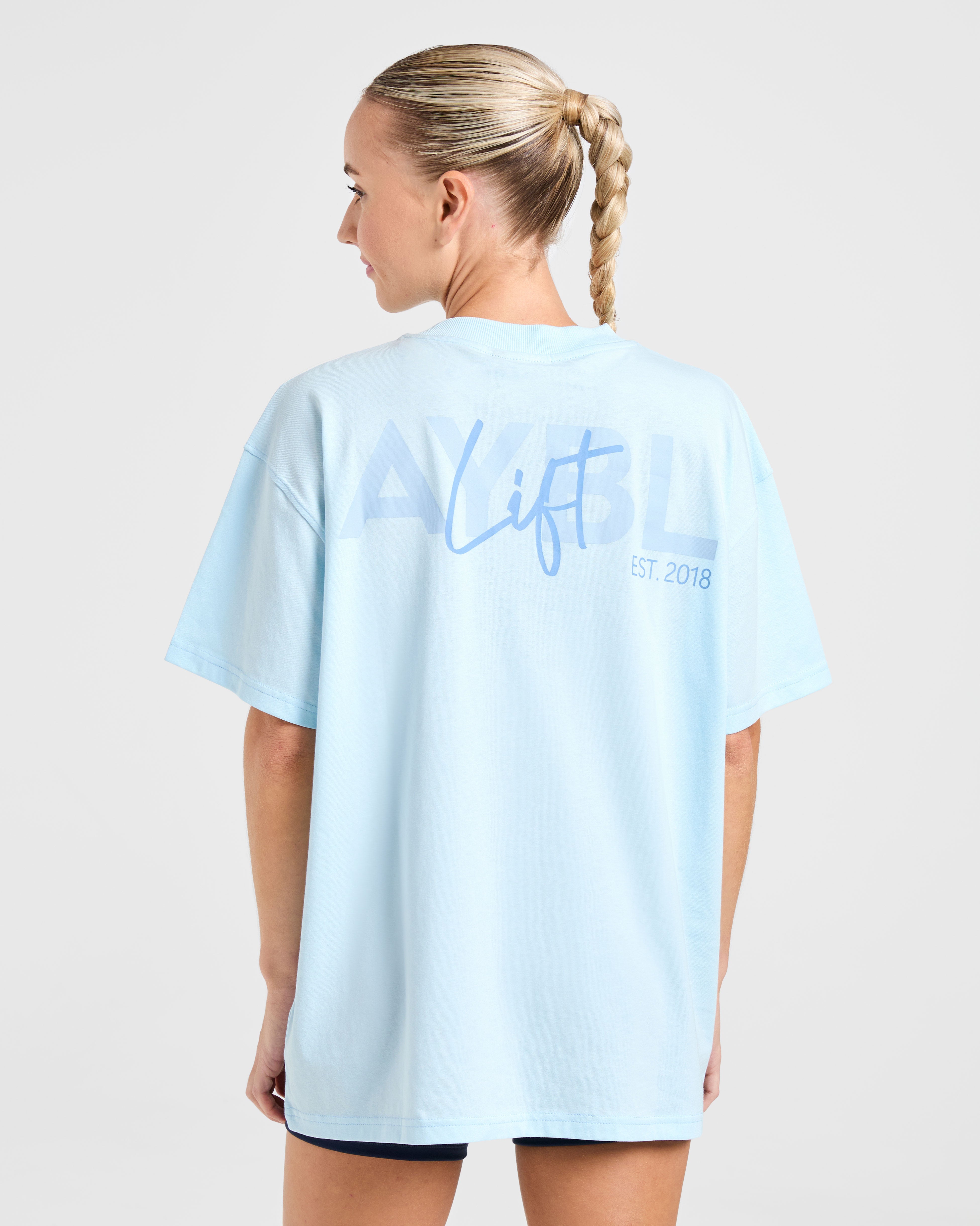 Lift Graphic Oversized T Shirt - Baby Blauw