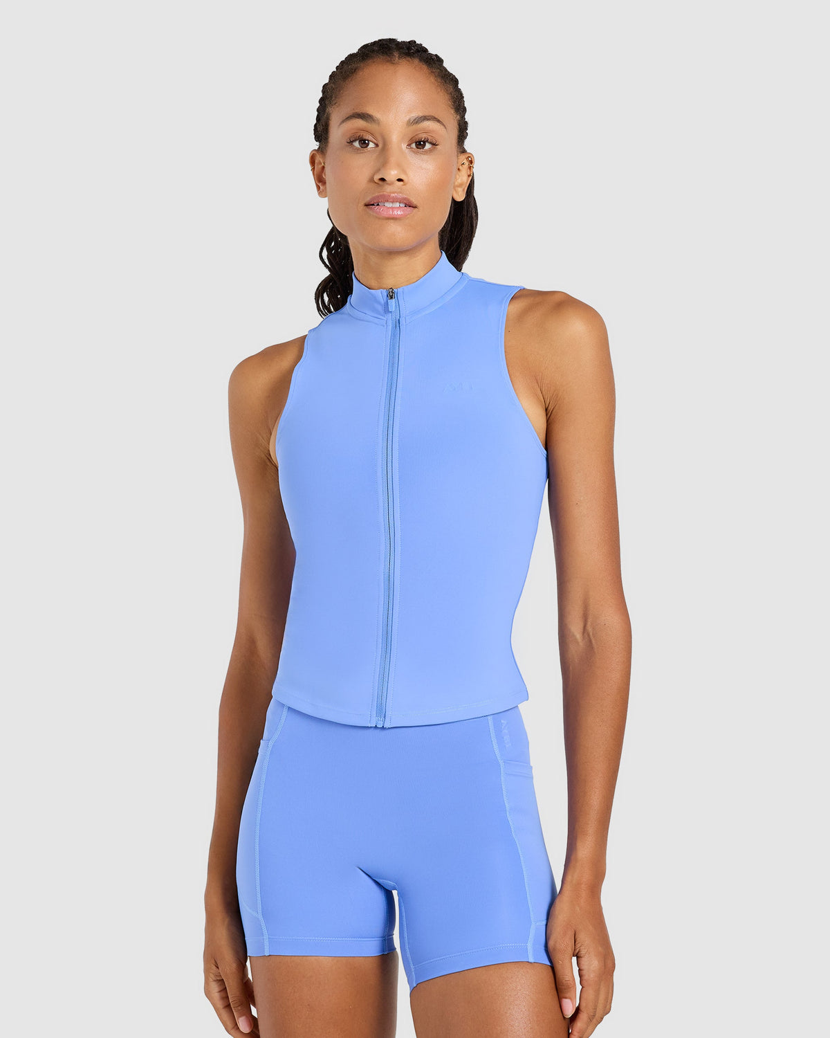 Run Sleeveless Zip Up Jacket - Cornflower Blauw