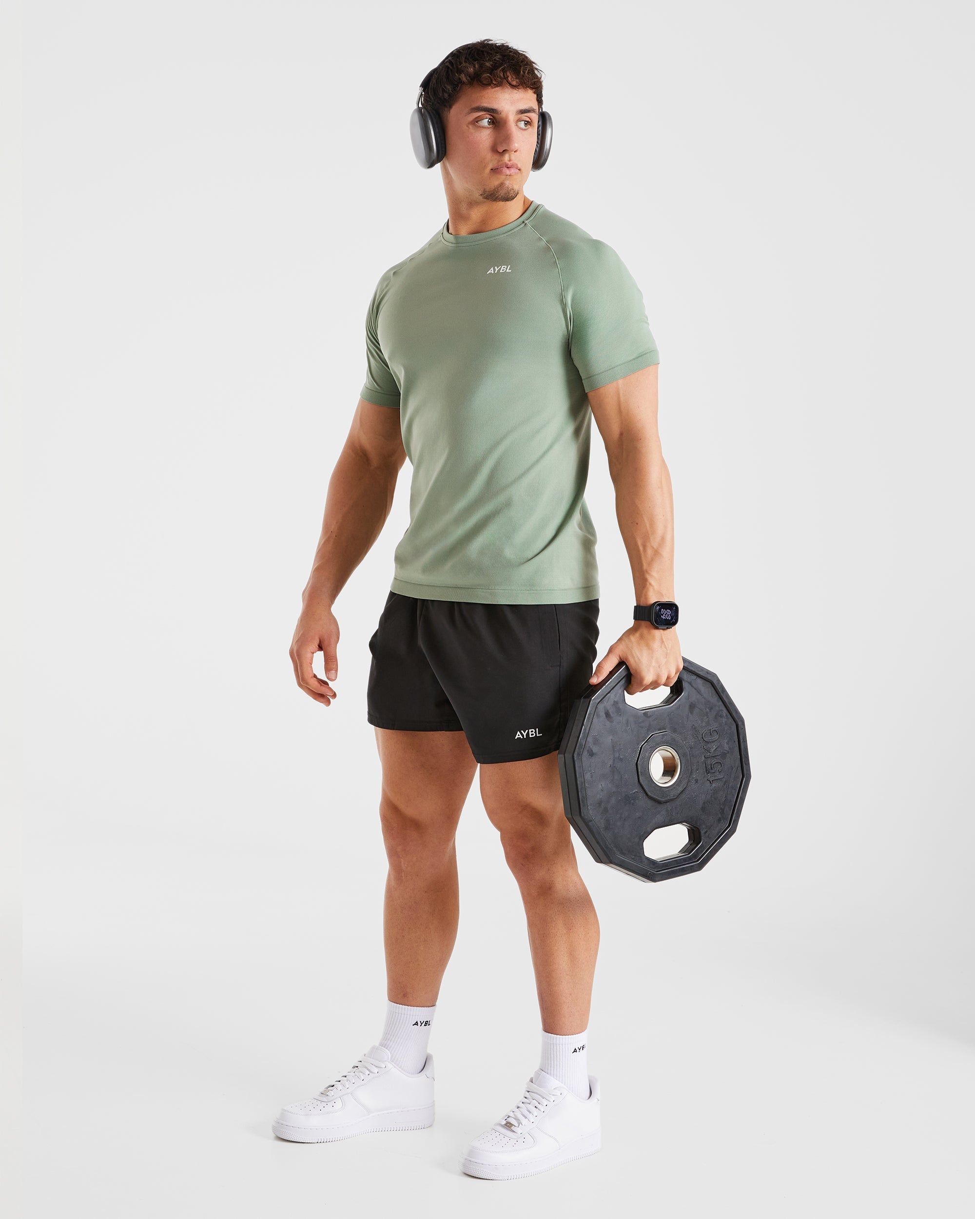 Ascend Seamless T Shirt - Olive Groente