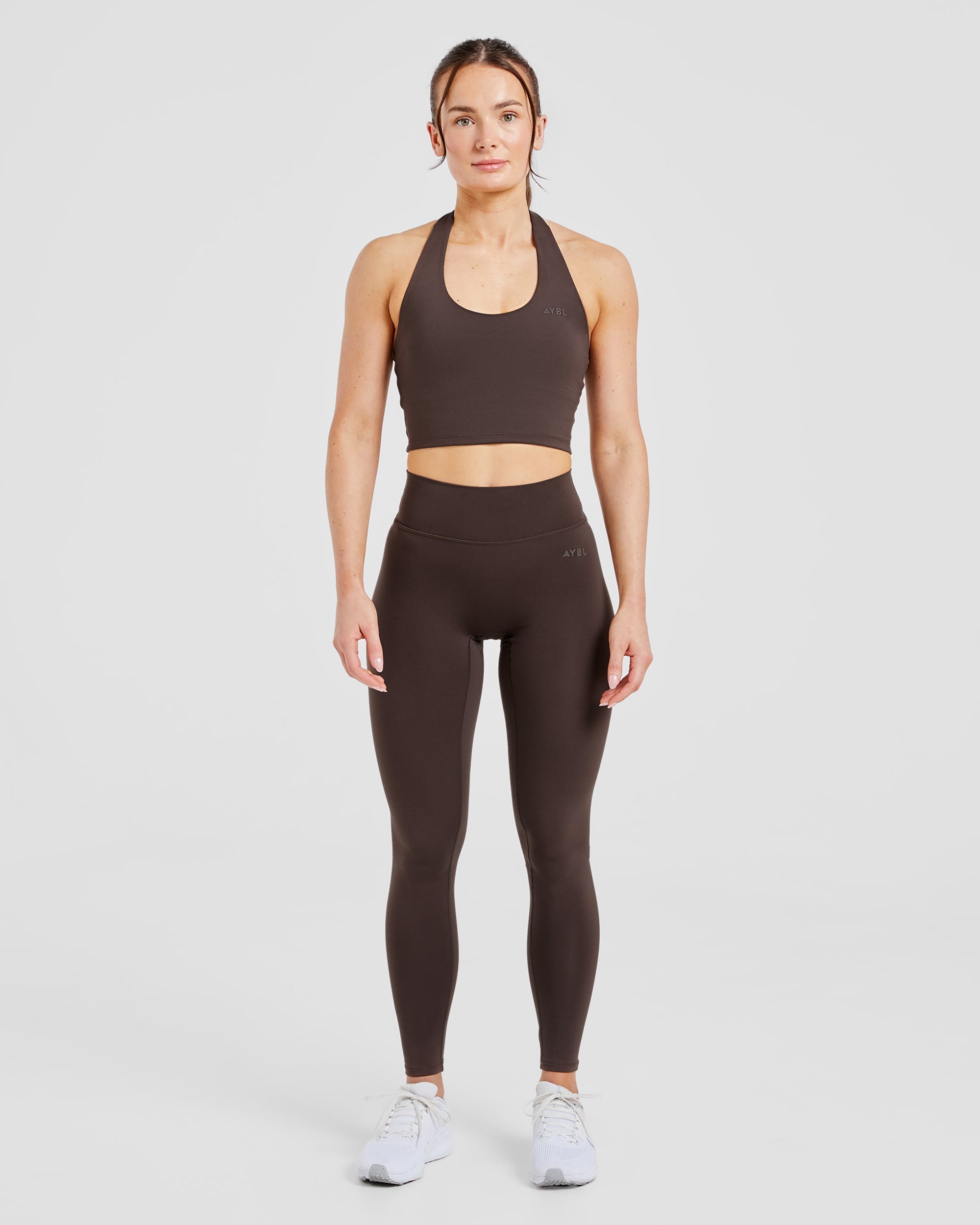 Staple Halterneck Crop Top -  Coffee Bruin