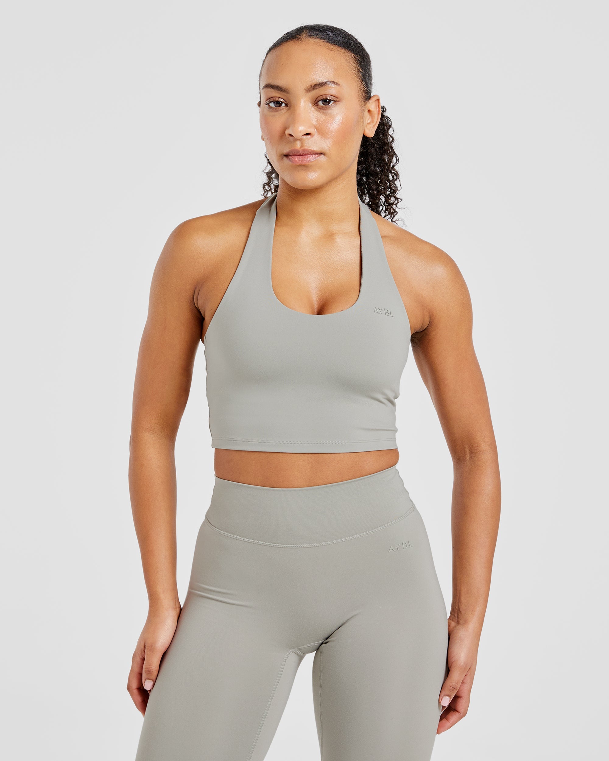 Staple Halterneck Crop Top -  Washed Olive